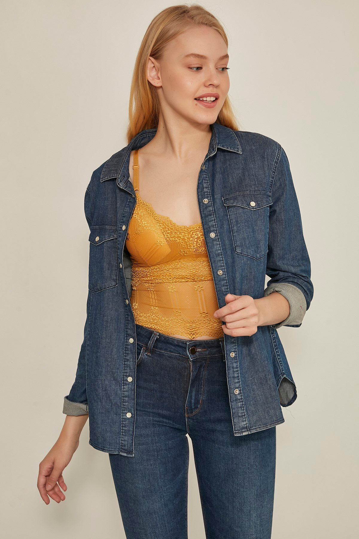C&City 7122 Kadın Kaplı Bralet Takım Hardal