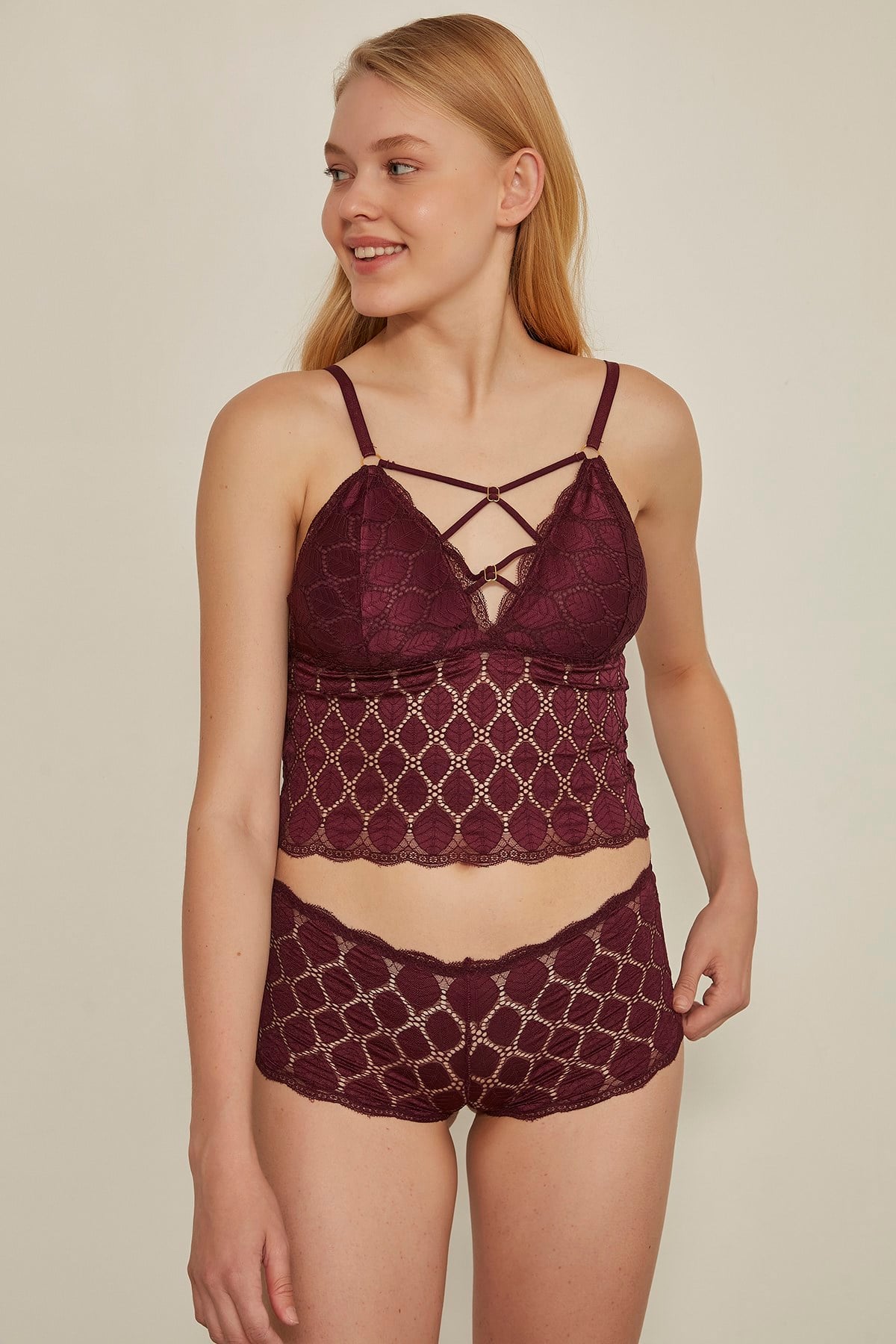 C&City 7124 Kadın Kaplı Bralet Takım Mürdüm