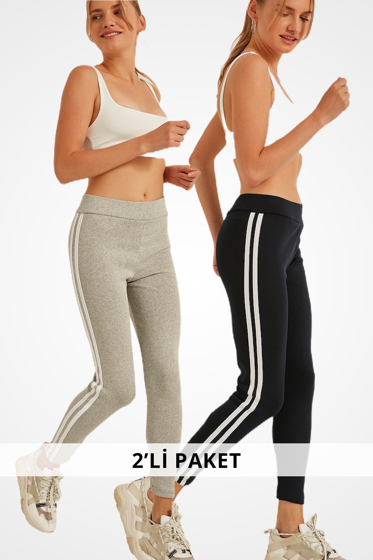 C&City 720 Kadın Biyeli 2.li Eşofman Altı Lacivert/Gri Melanj