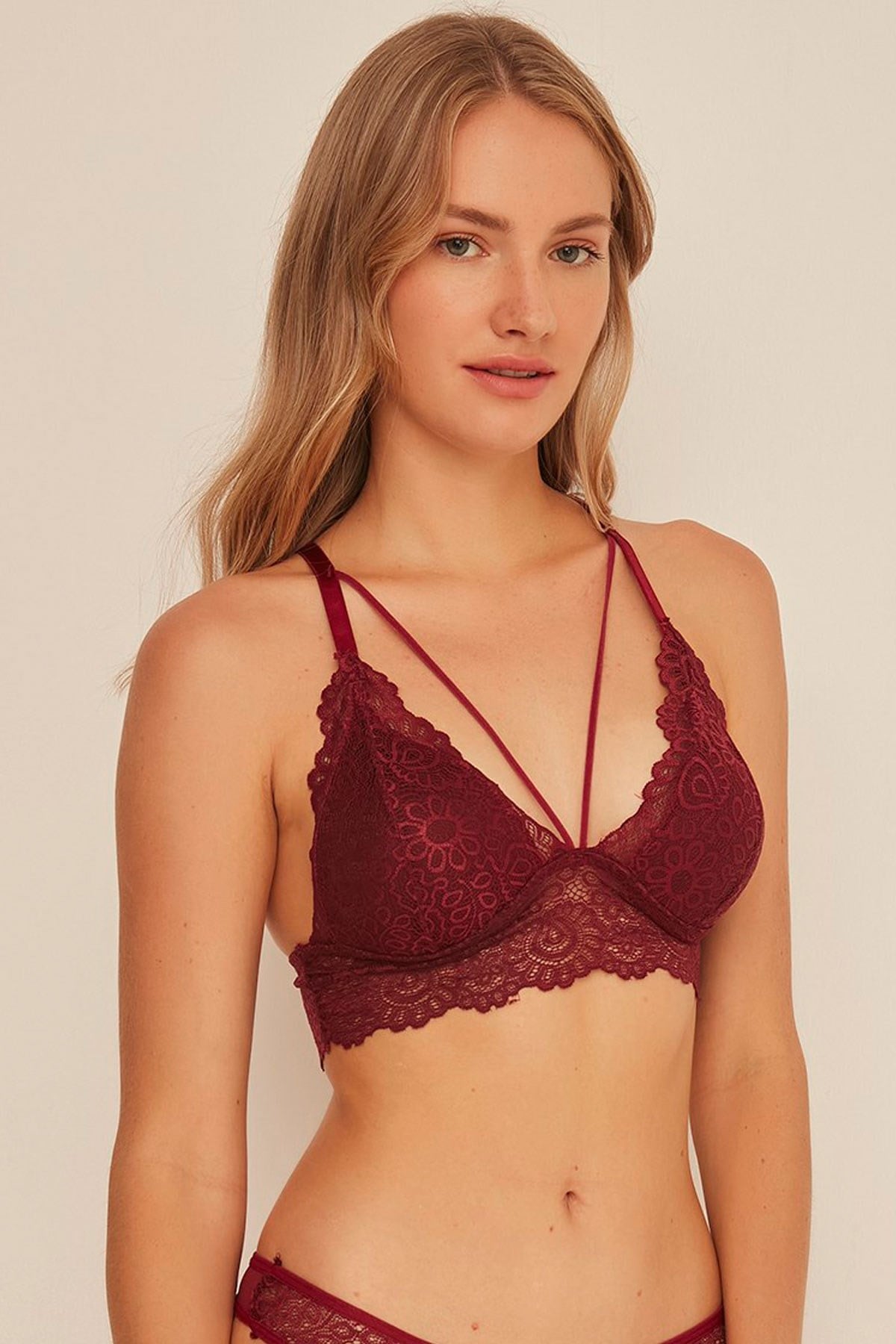 C&City 7503 Kadın Kaplı Bralet Sütyen Bordo