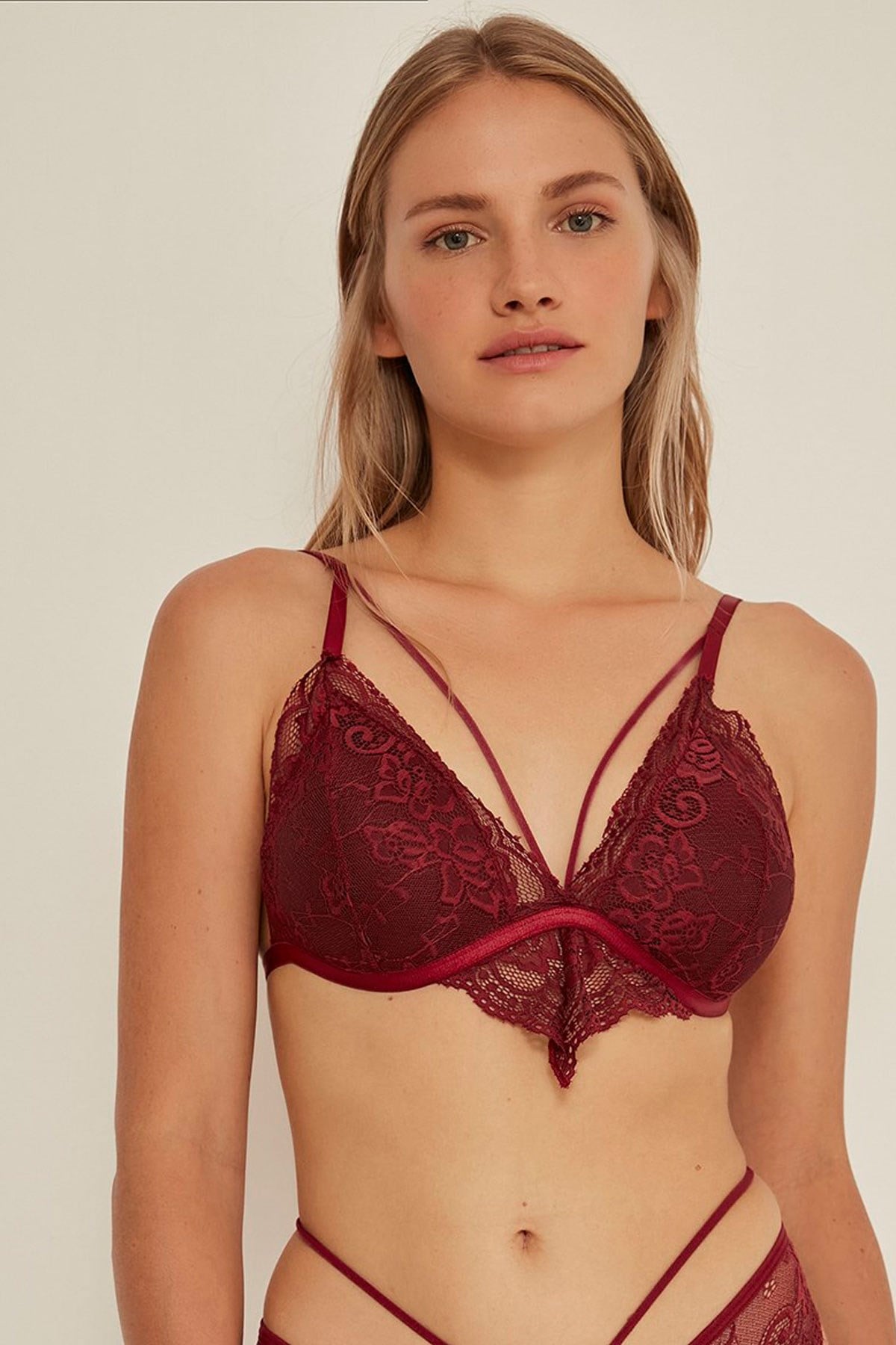 C&City 7504 Kadın Kaplı Bralet Sütyen Bordo