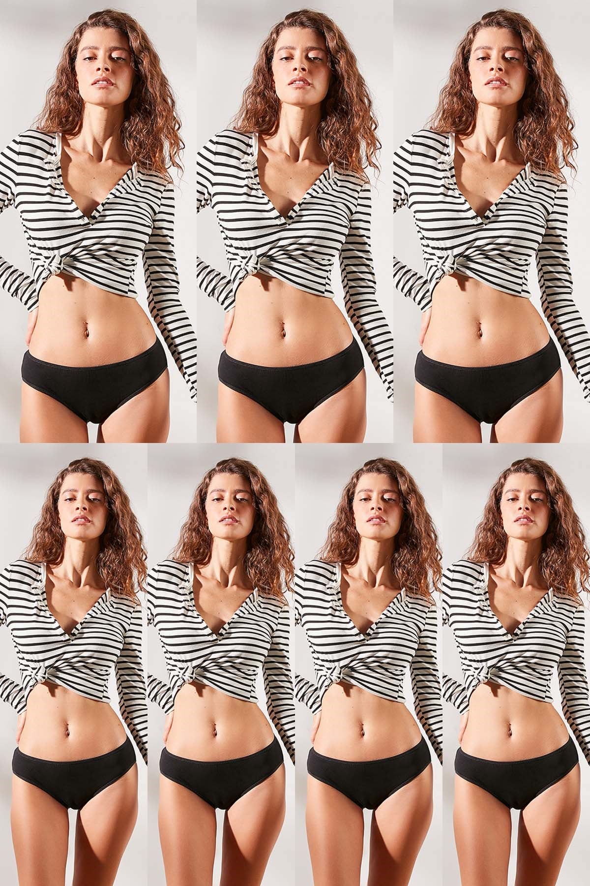 C&City 7'li Paket Yüksek Bel Bikini Külot 524 Siyah
