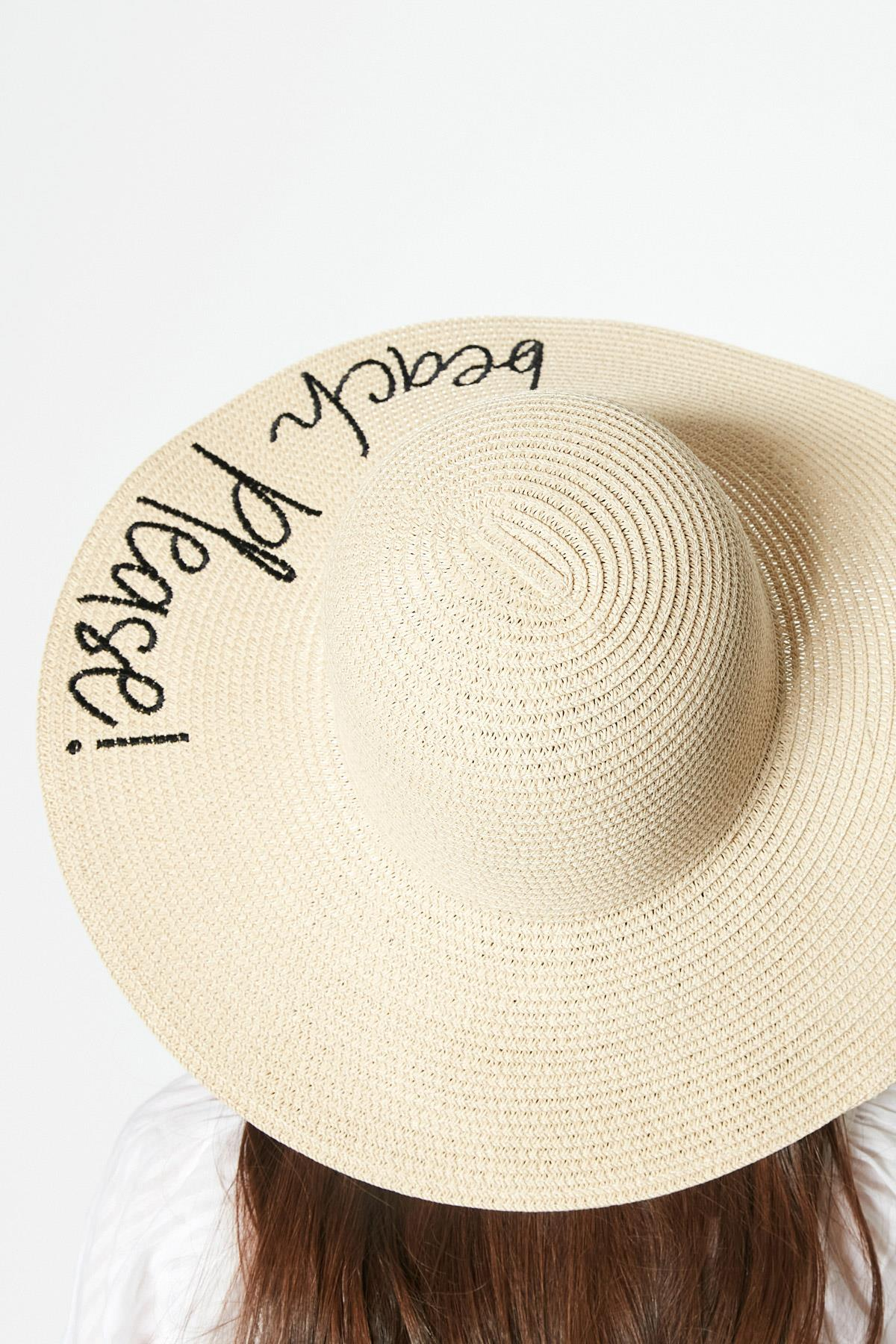 C&City Beach Please Hasır Plaj Şapkası Y8203 Açık Bej