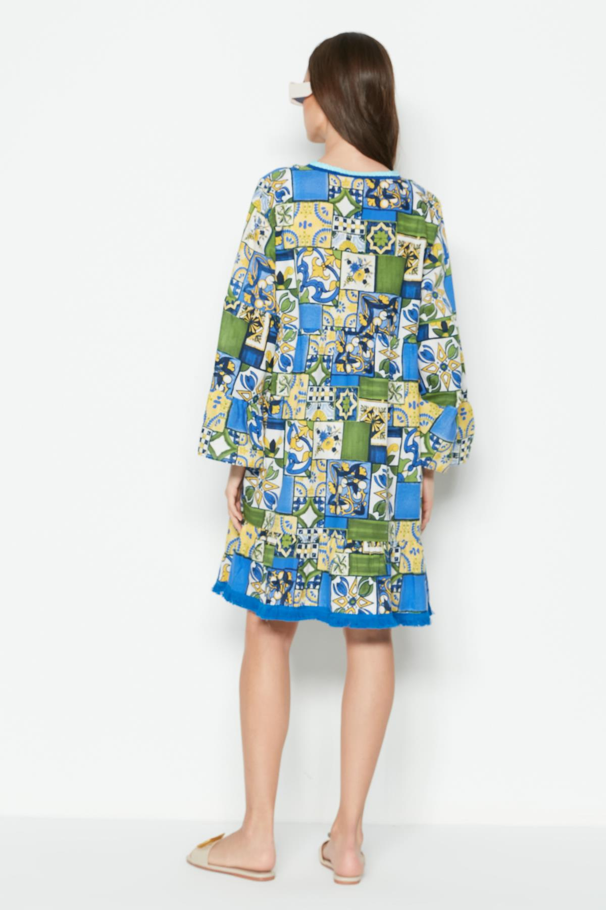 C&City Büyük Beden Elbise Pareo 22334 Çok Renkli