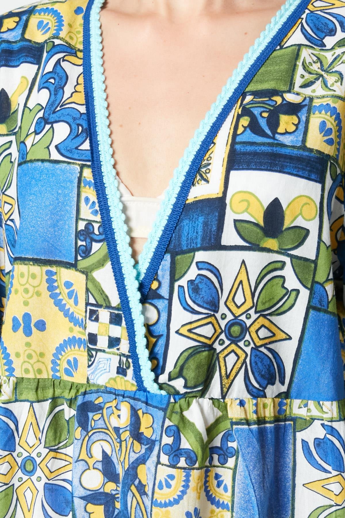 C&City Büyük Beden Elbise Pareo 22334 Çok Renkli