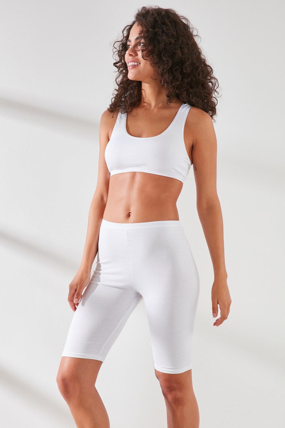 C&City C11431 Kadın Modal Cotton Kısa Tayt Beyaz