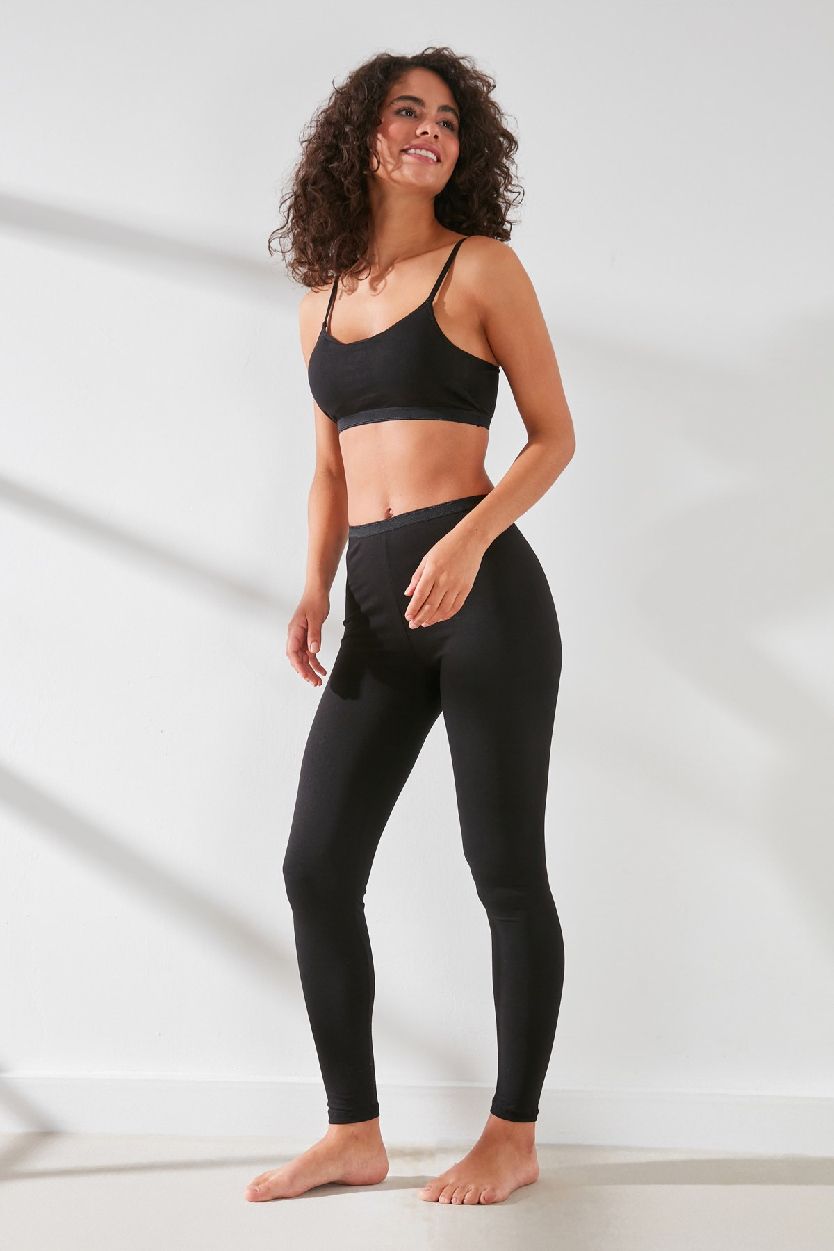 C&City C11432 Kadın Modal Cotton Uzun Tayt Siyah