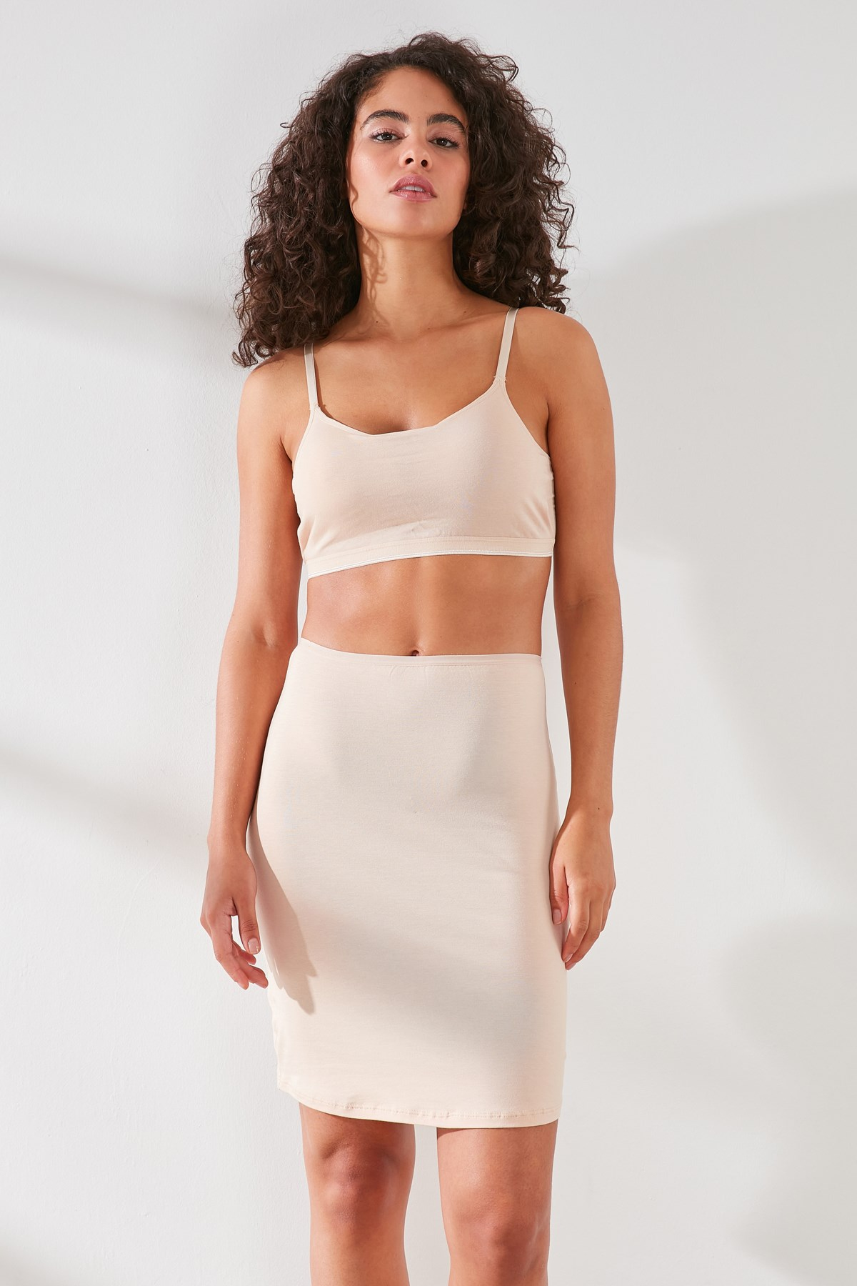 C&City C11438 Kadın Modal Cotton Mini Jüpon Ten