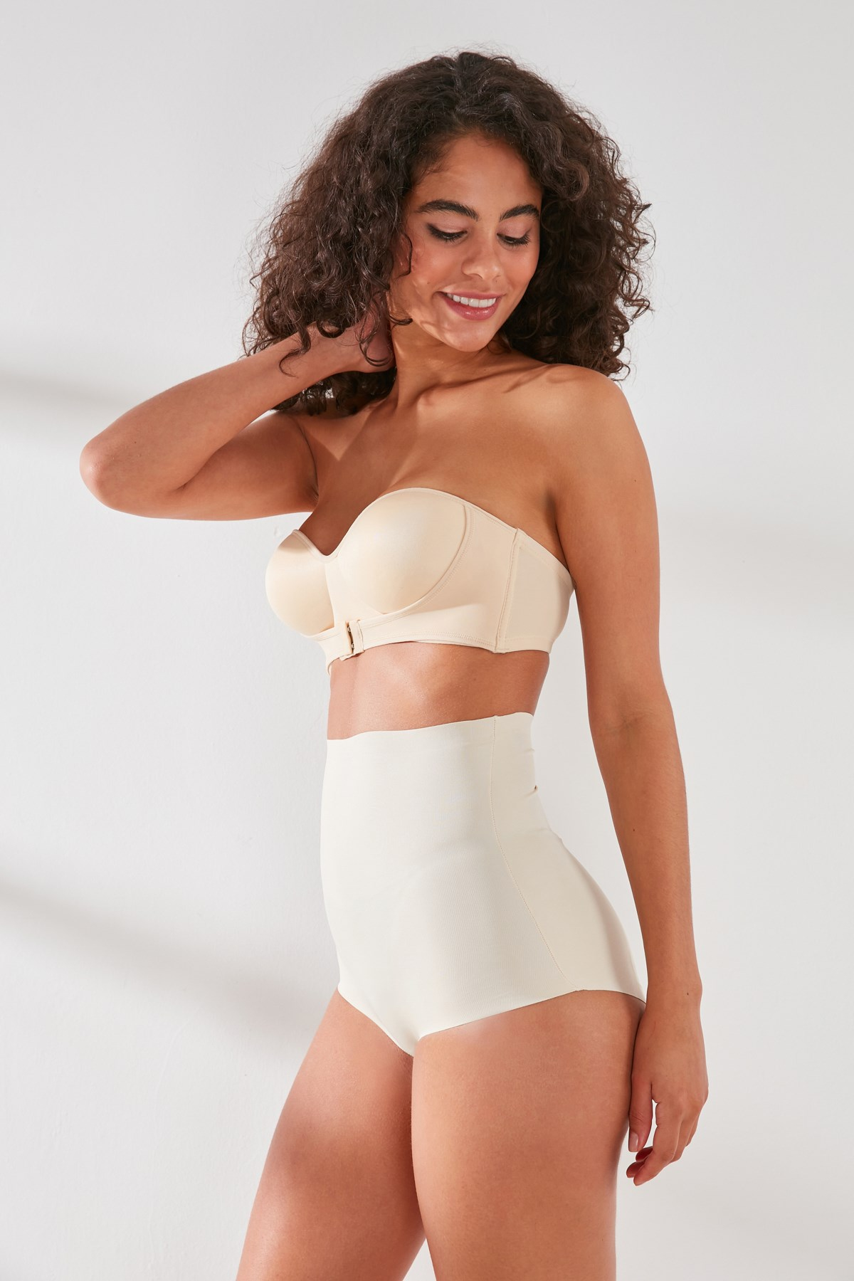 C&City C12708 Kadın Lazer Yüksek Bel Kesim Slip Korse Ten