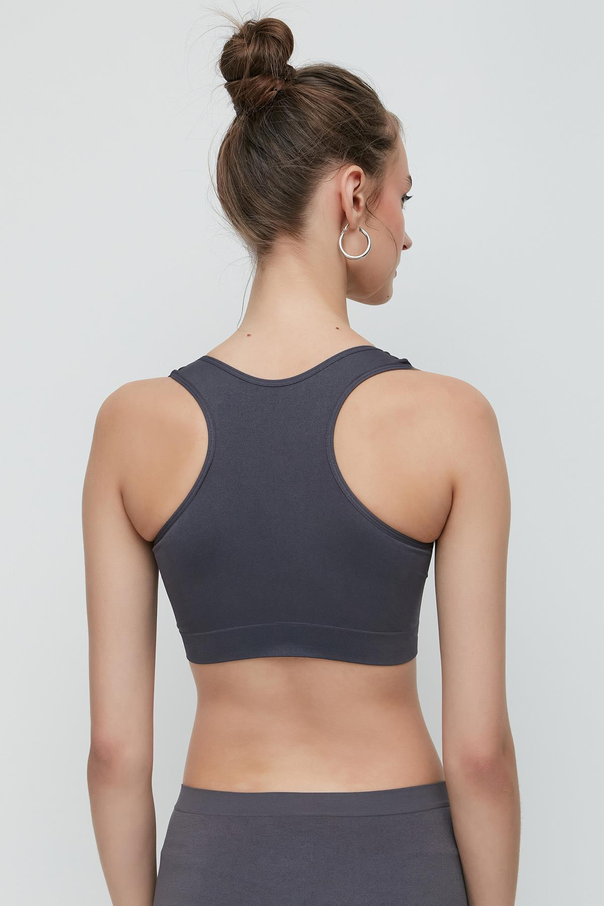 C&City C14001 Dikişsiz Sporcu Büstiyer  Antrasit