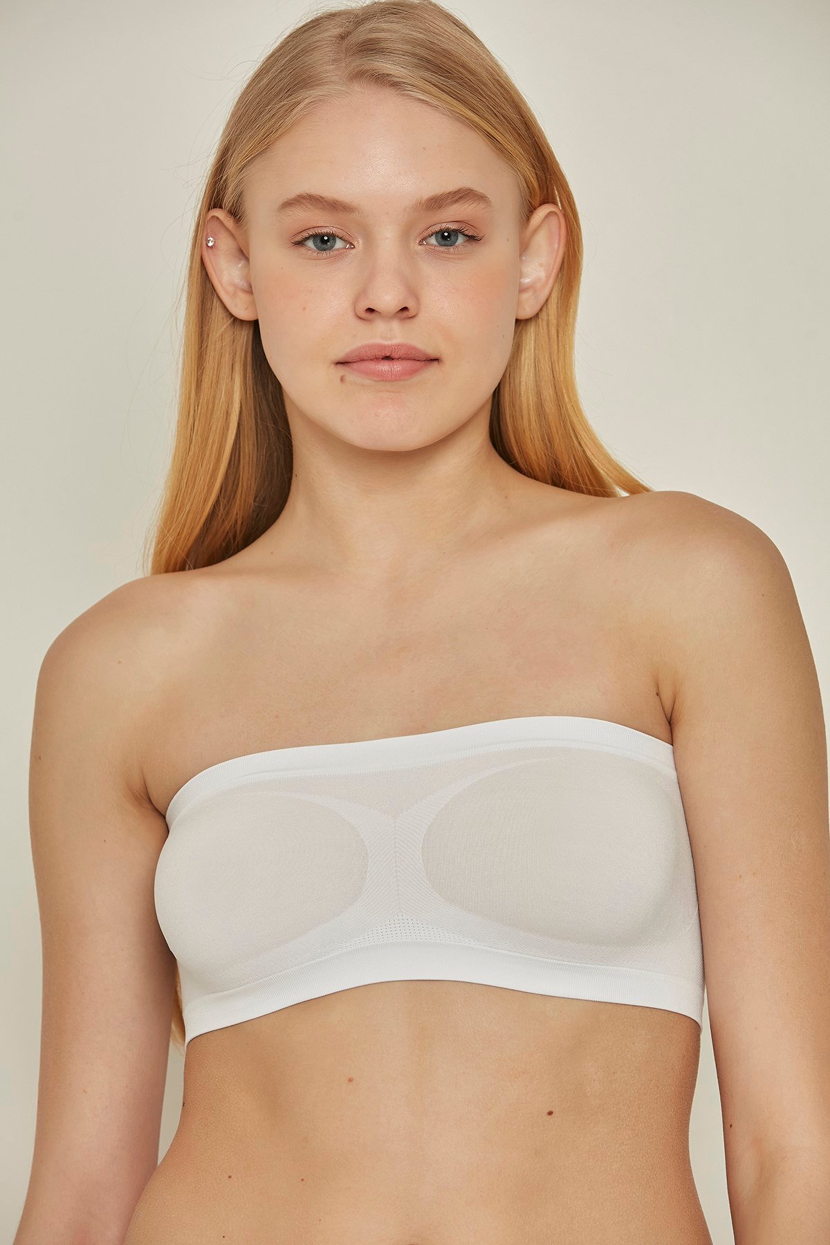C&City C140021 Dikişsiz Straplez Büstiyer Beyaz