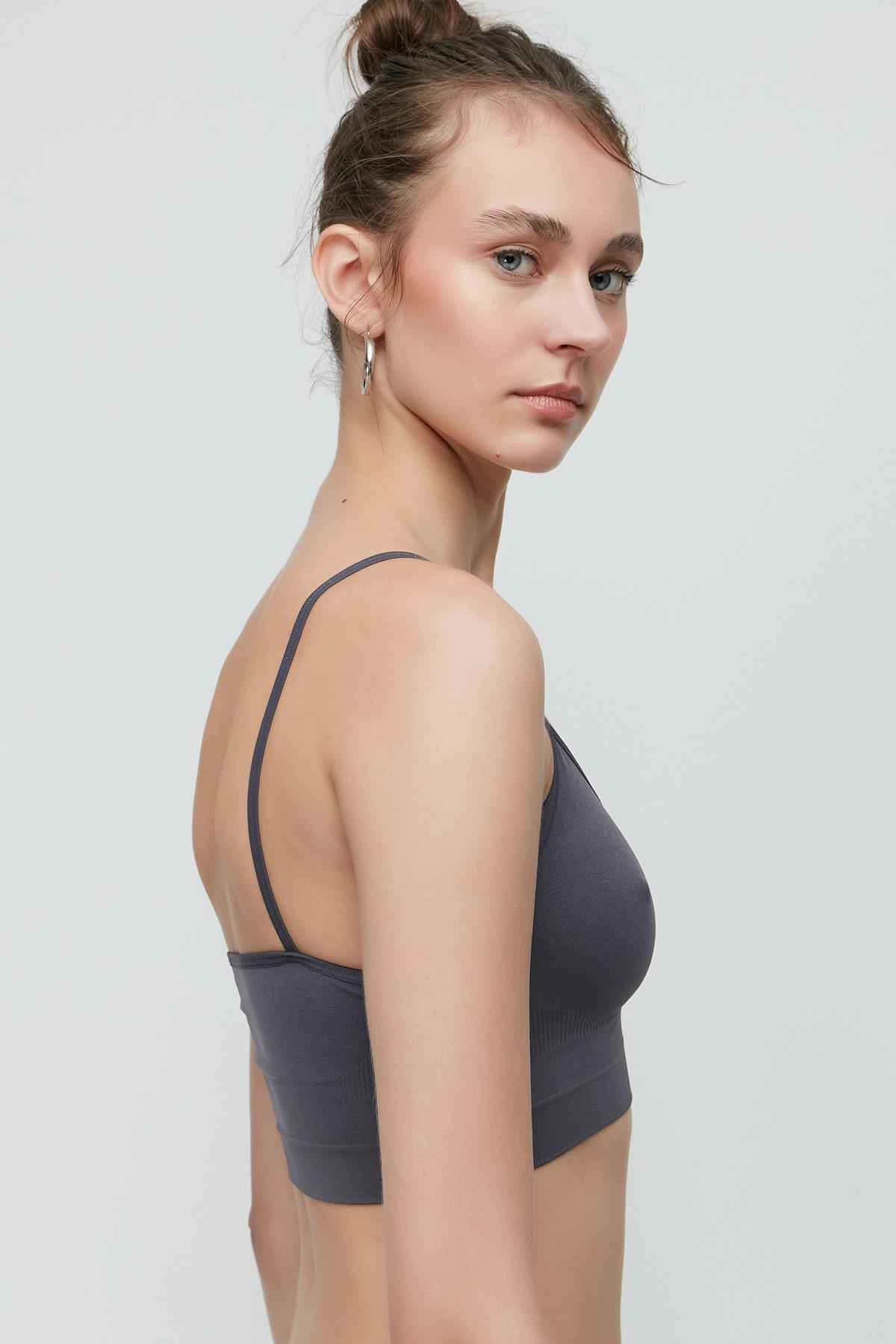 C&City C14003 Dikişsiz İnce Askı Büstiyer Antrasit