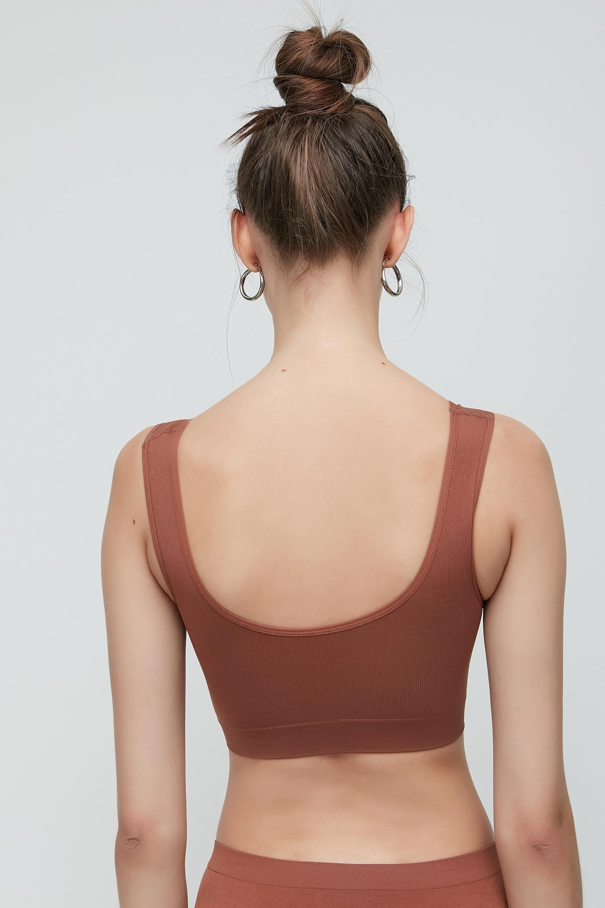 C&City C14005 Dikişsiz Kalın Askı Büstiyer Kahverengi