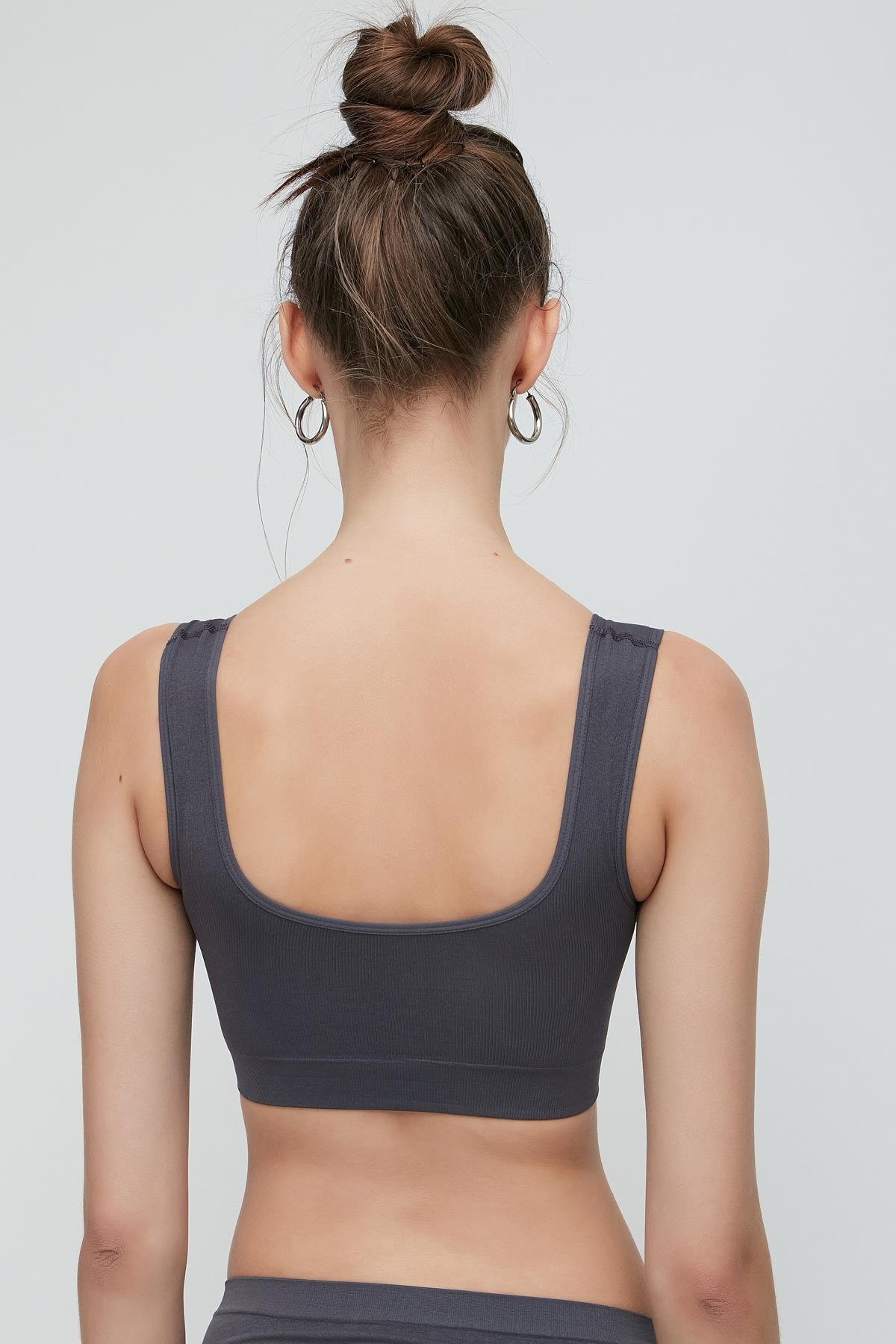 C&City C14005 Dikişsiz Kalın Askı Büstiyer Antrasit