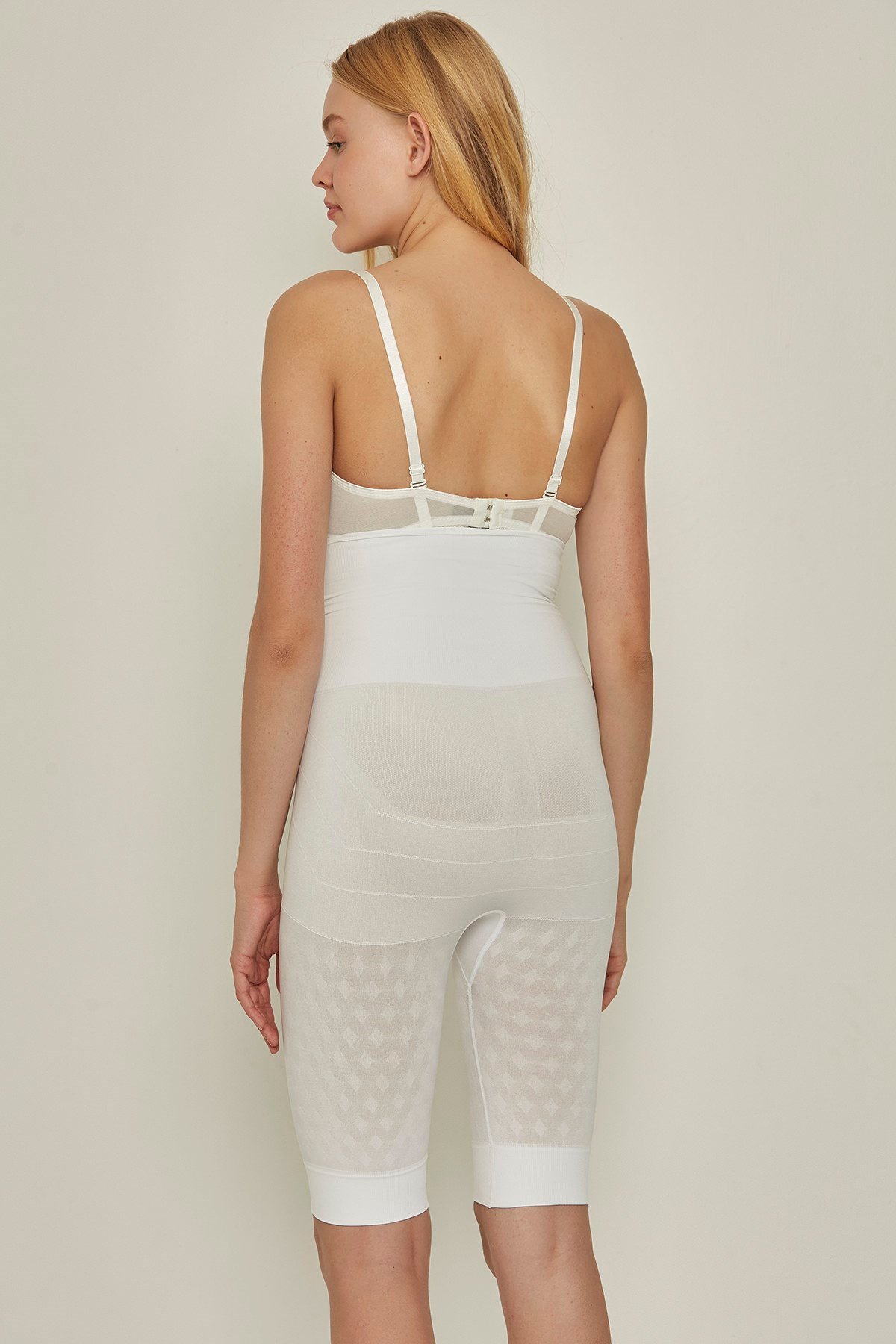 C&City C20151 Kadın Double Uzun Paça Korse Beyaz