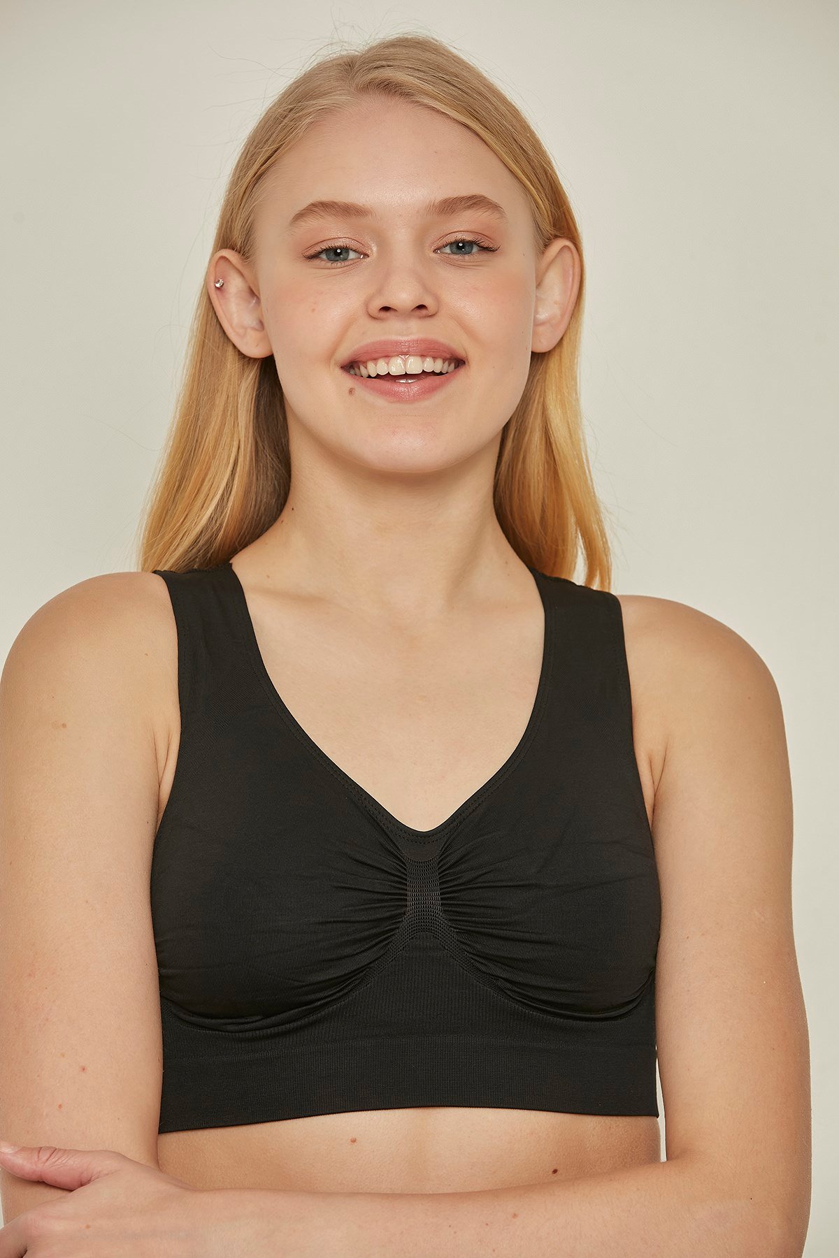 C&City C40111 Dikişsiz Sporcu Sütyen Siyah