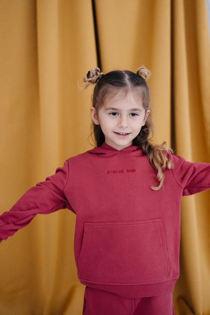 C&City Çocuk Uzun Kol Kapüşonlu Sweatshirt Bordo