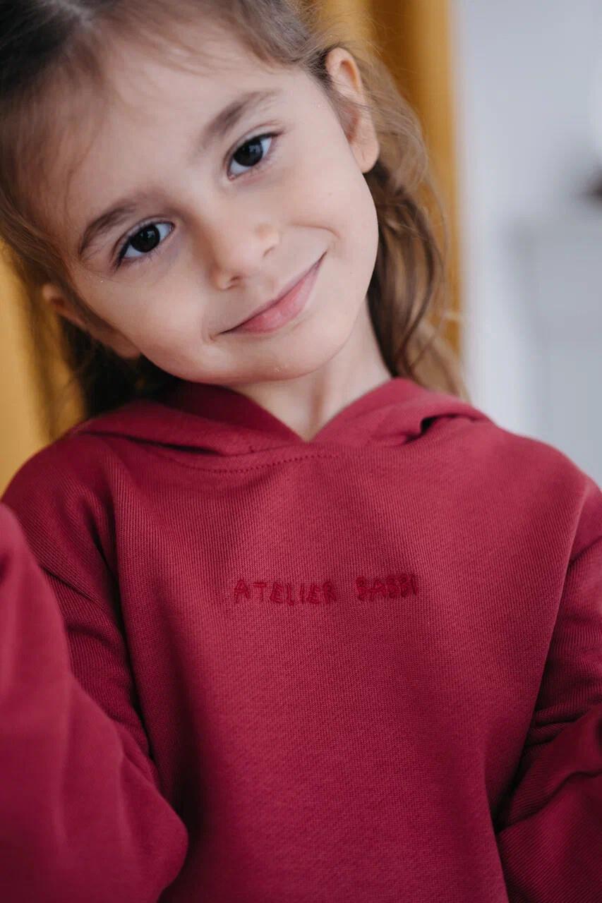 C&City Çocuk Uzun Kol Kapüşonlu Sweatshirt Bordo