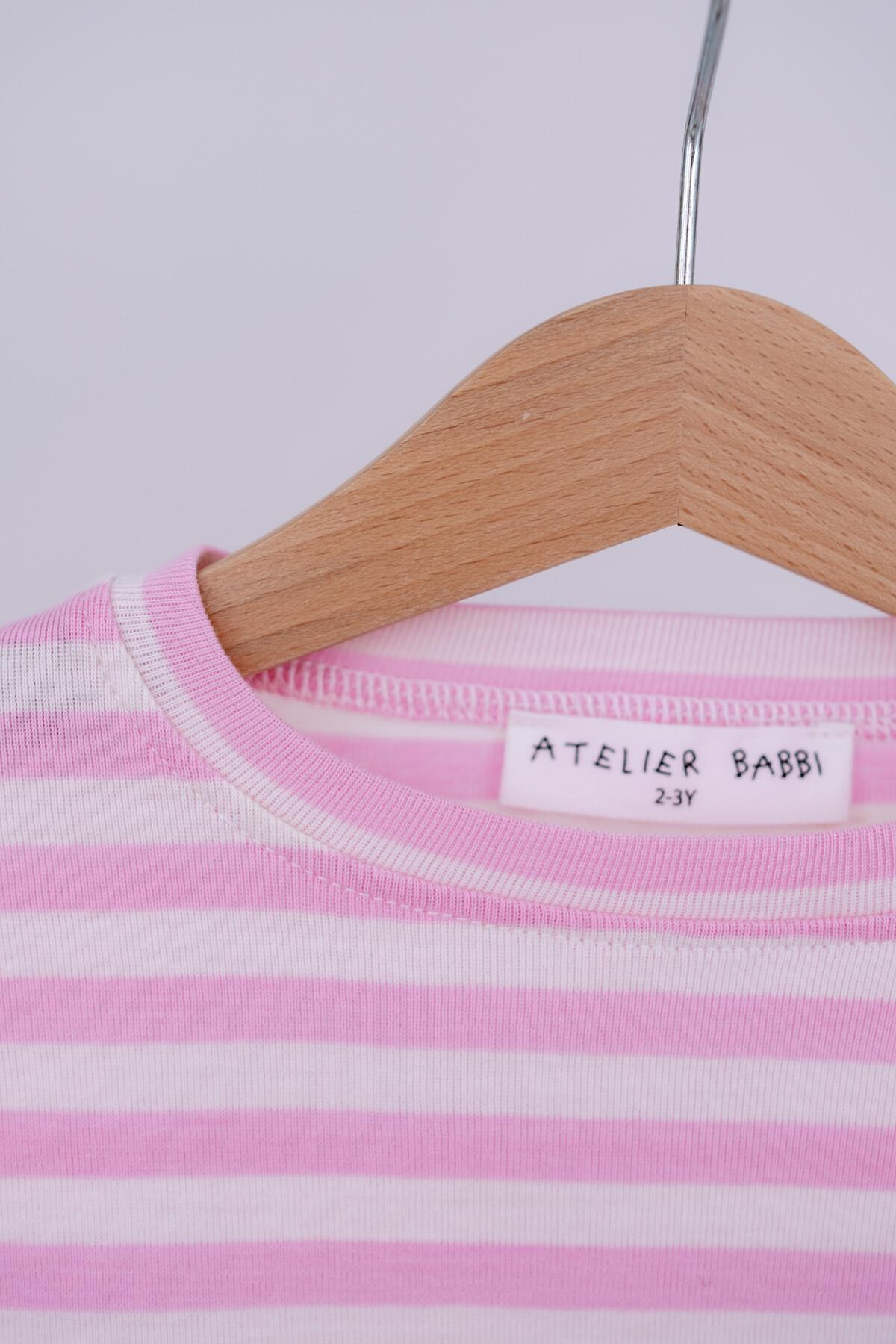 C&City Çocuk Uzun Kol Tshirt Çizgili/Pembe