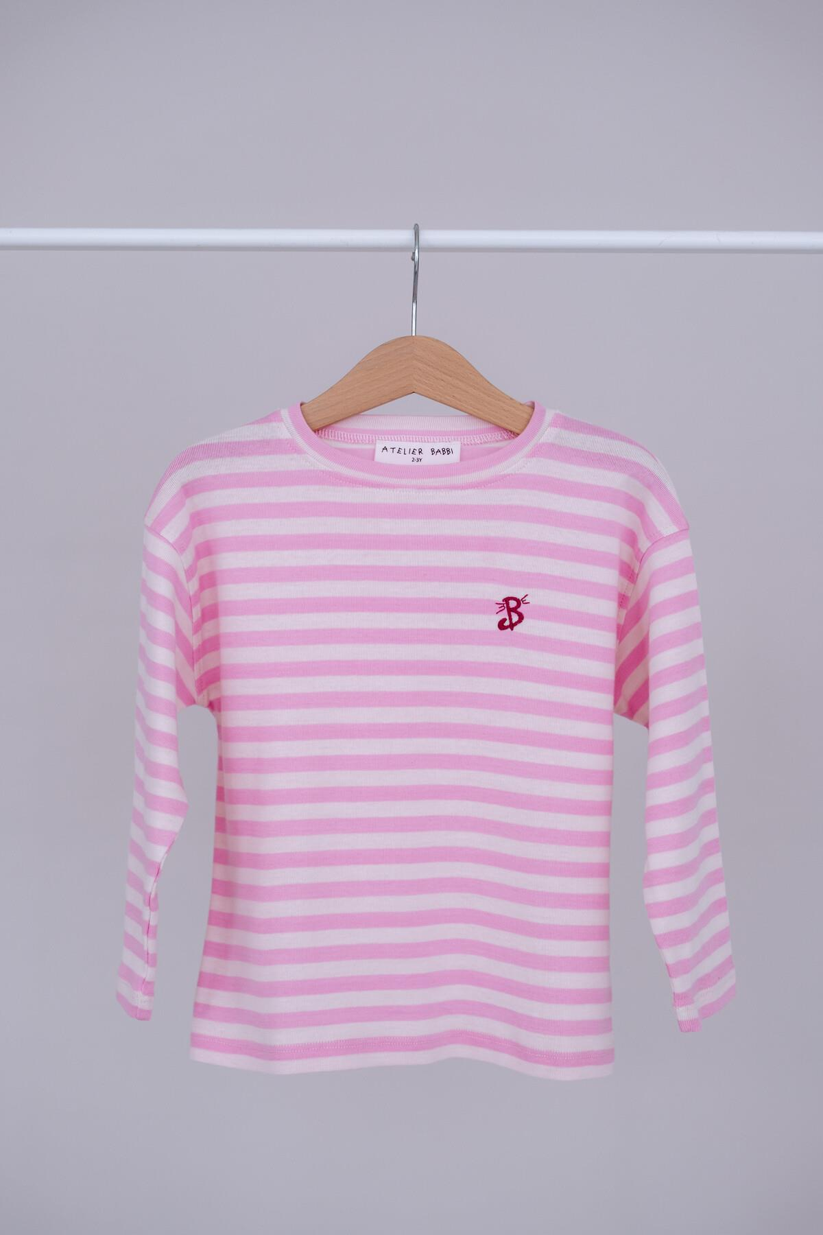 C&City Çocuk Uzun Kol Tshirt Çizgili/Pembe
