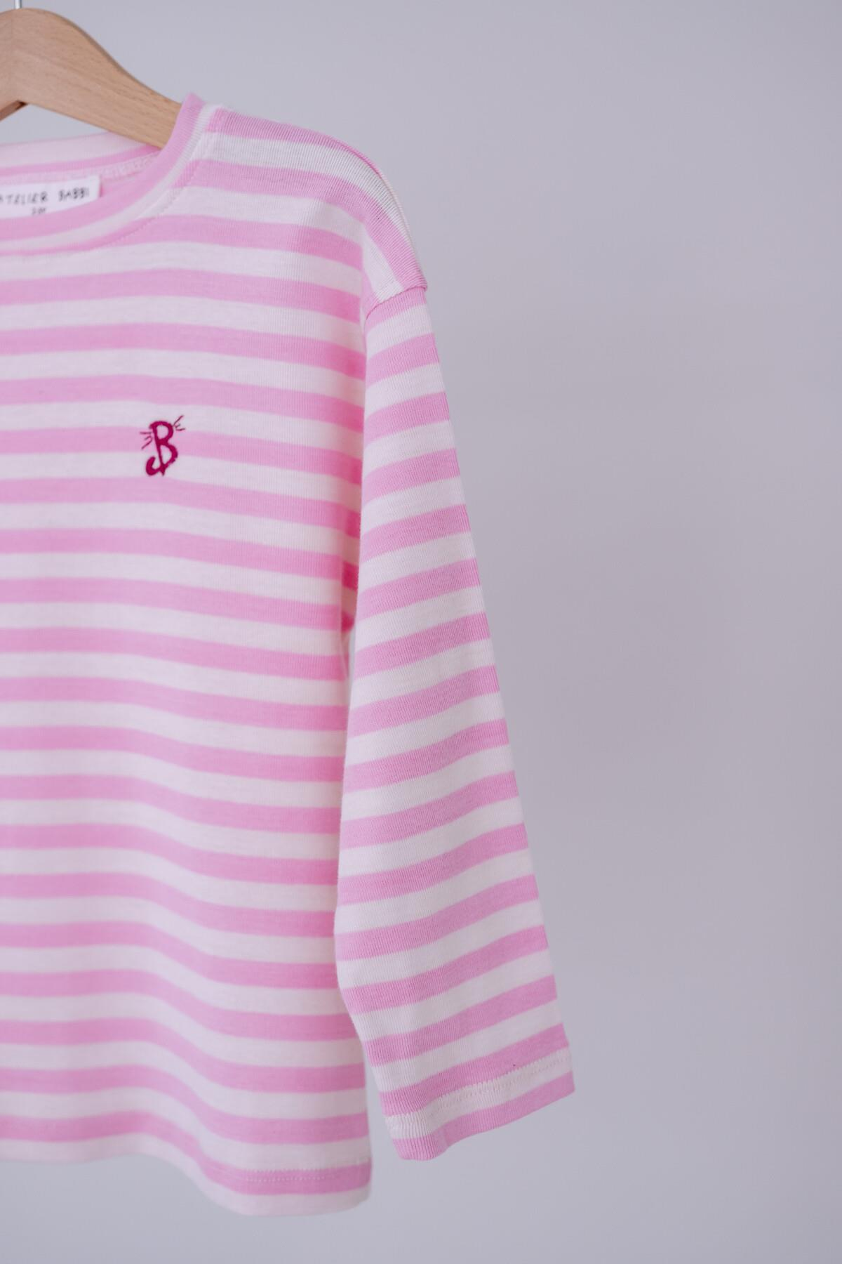 C&City Çocuk Uzun Kol Tshirt Çizgili/Pembe