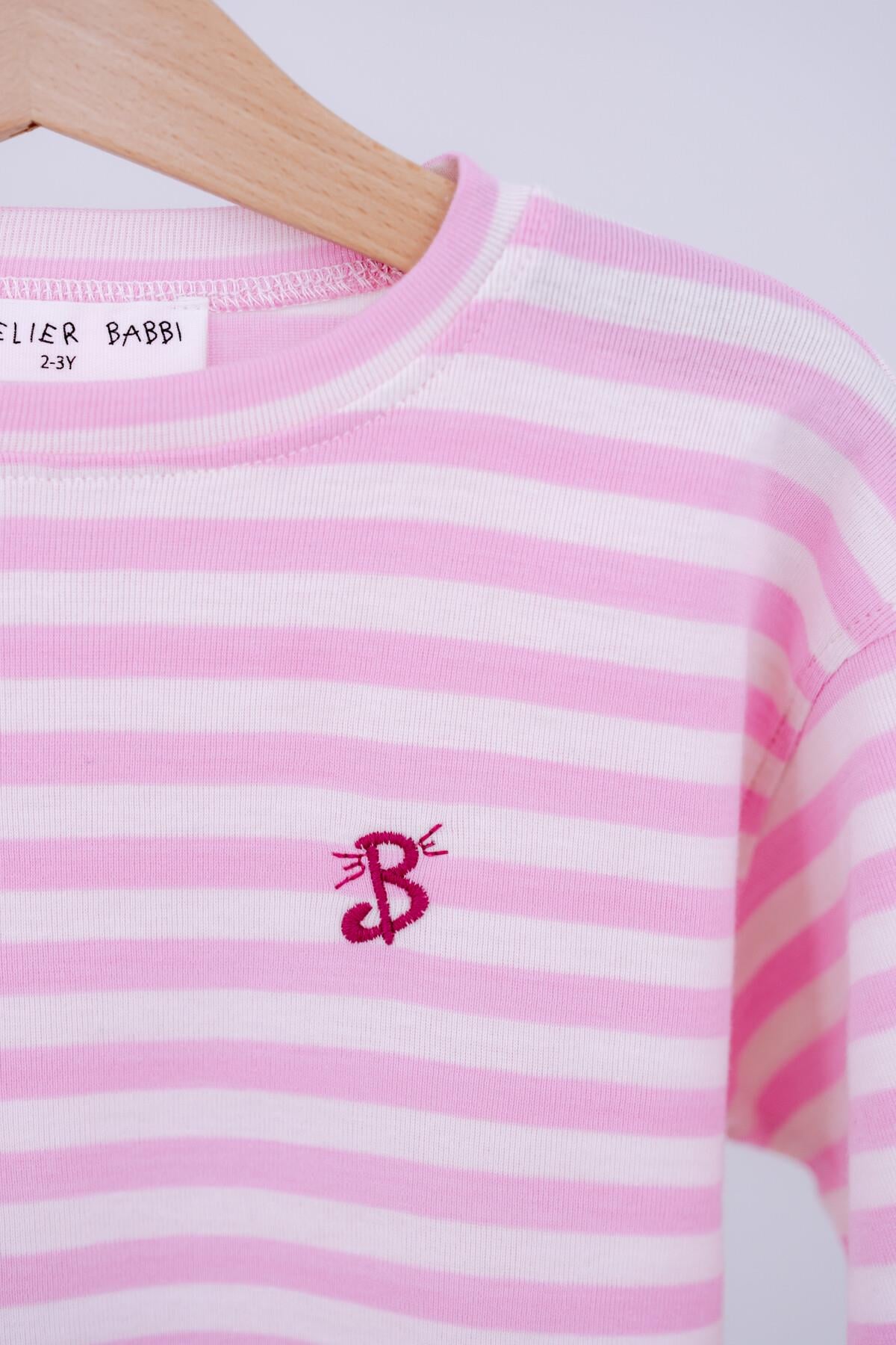 C&City Çocuk Uzun Kol Tshirt Çizgili/Pembe