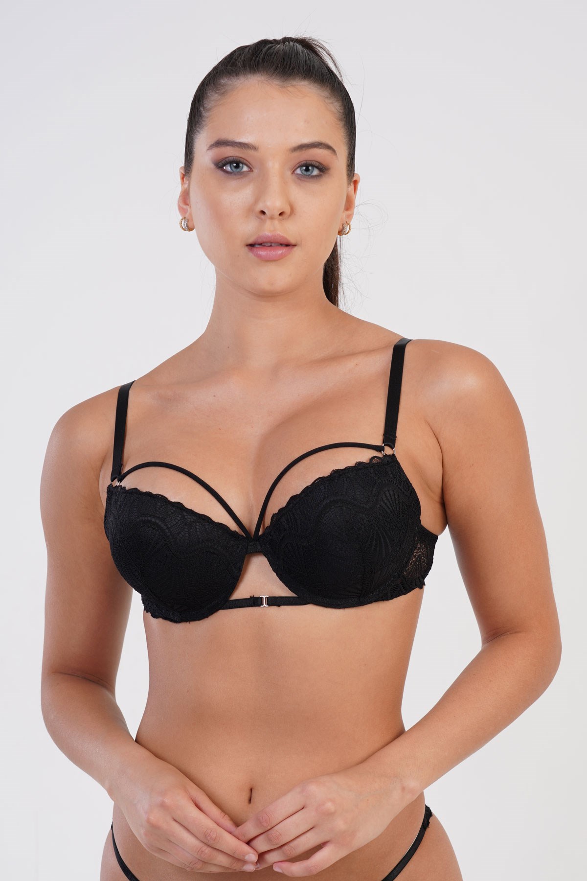 C&City Destekli Push Up Sütyen C13023 Siyah