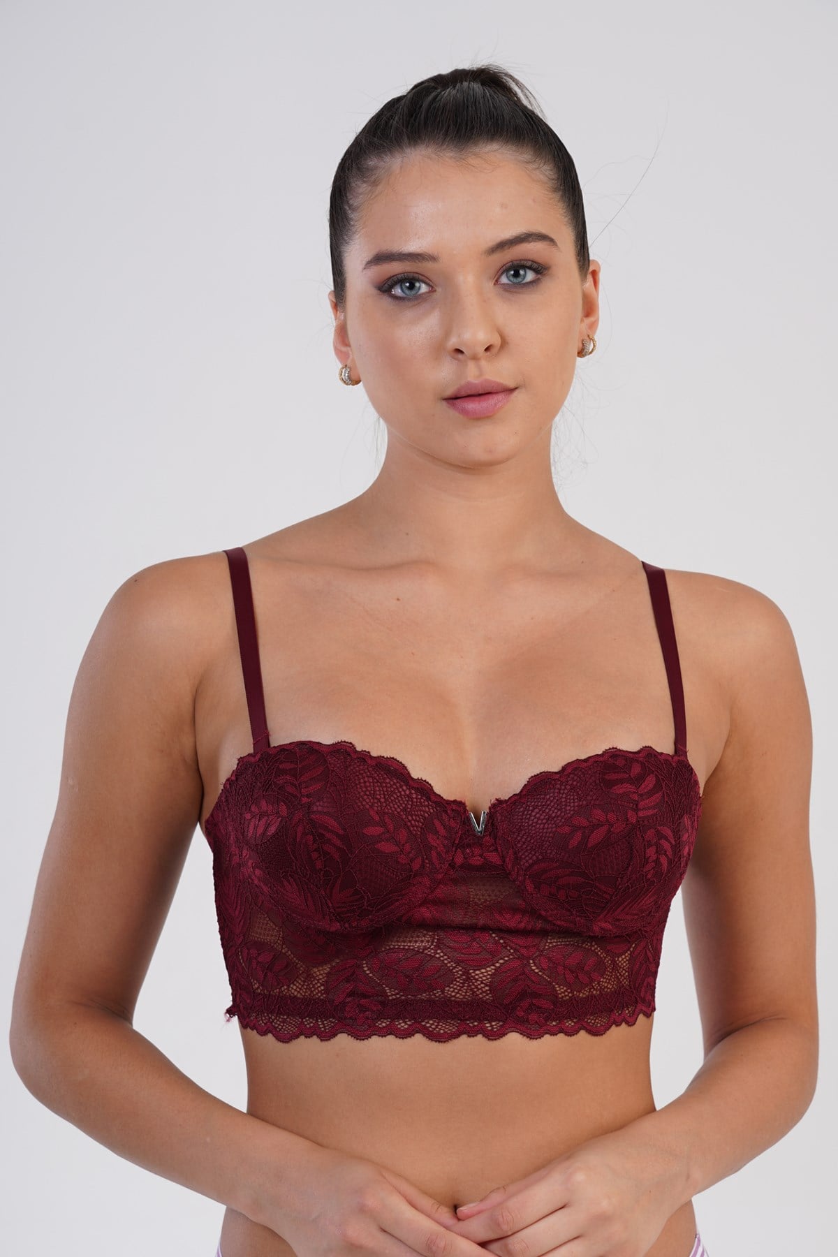 C&City Destekli Straplez Bralet Sütyen C13022 Bordo