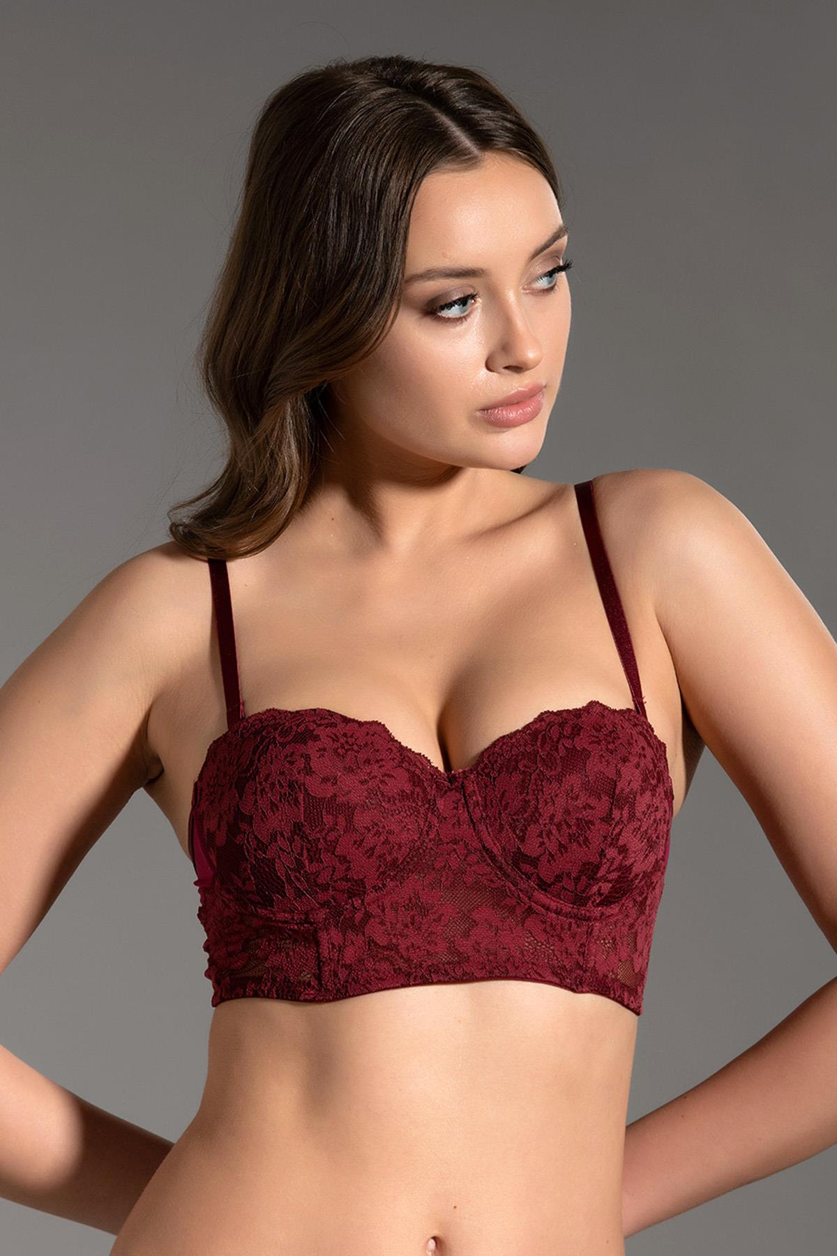 C&City Destekli Straplez Büstiyer C15120 Bordo