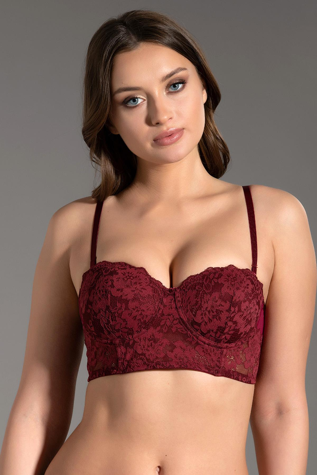 C&City Destekli Straplez Büstiyer C15120 Bordo