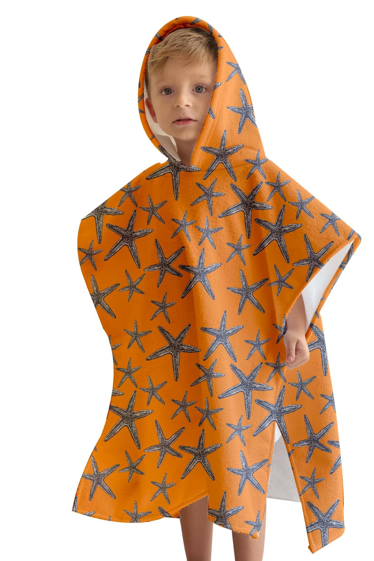 C&City Dijital Baskılı Çocuk Panço C1701 Orange