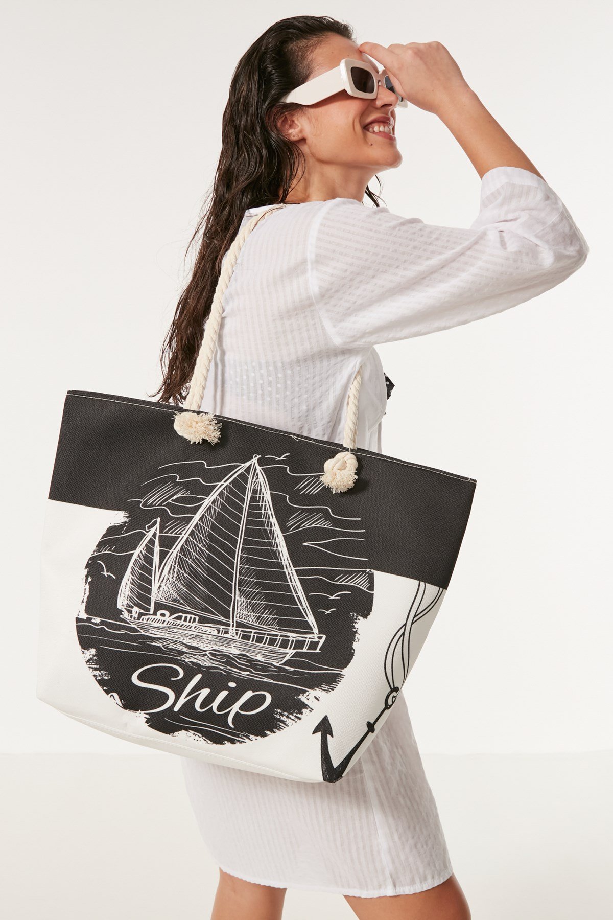 C&City Dijital Baskılı Plaj Çantası Y8670-10 Çok Renkli