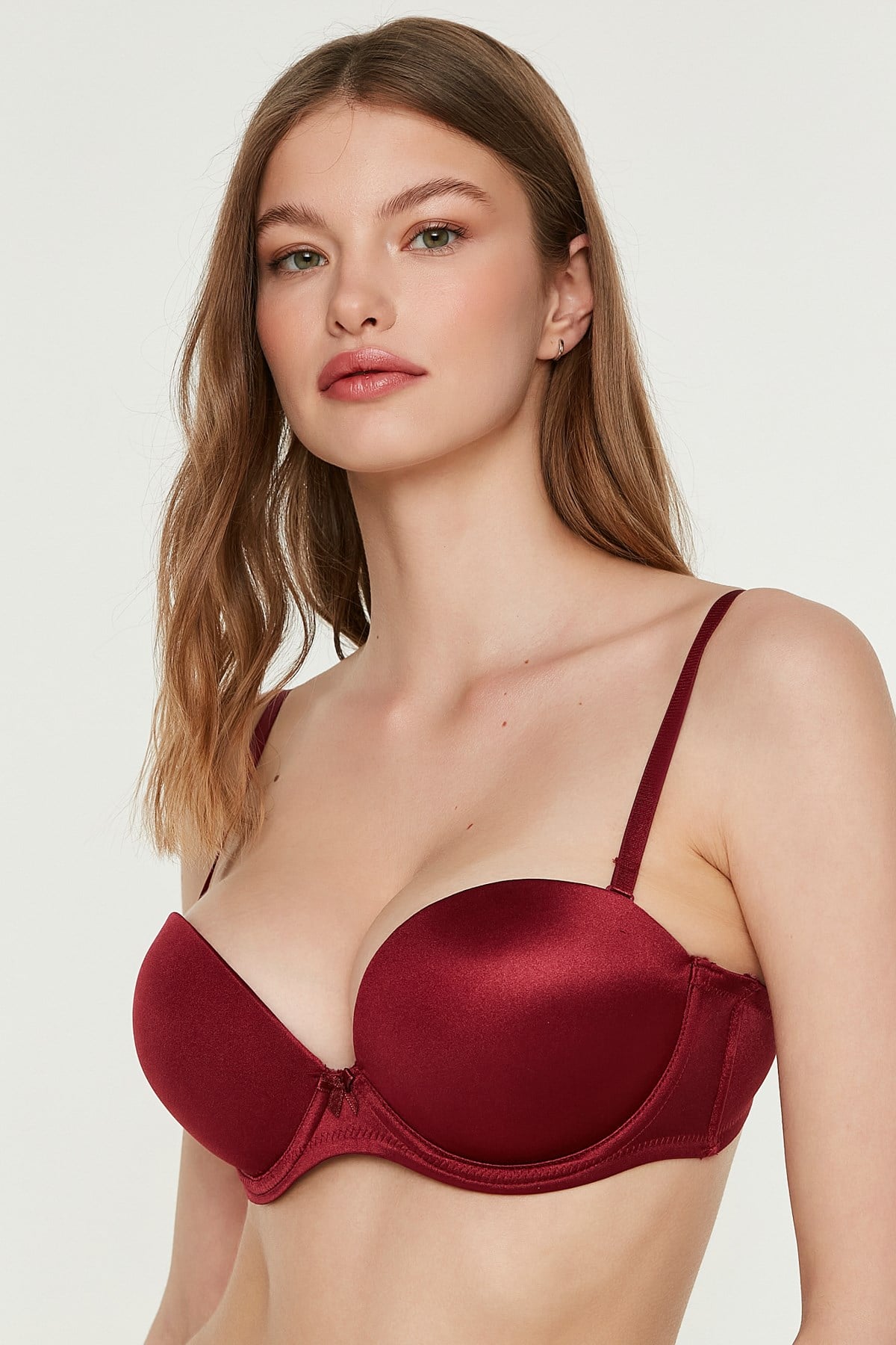 C&City Double Push-Up Straplez Sütyen 7040 Bordo