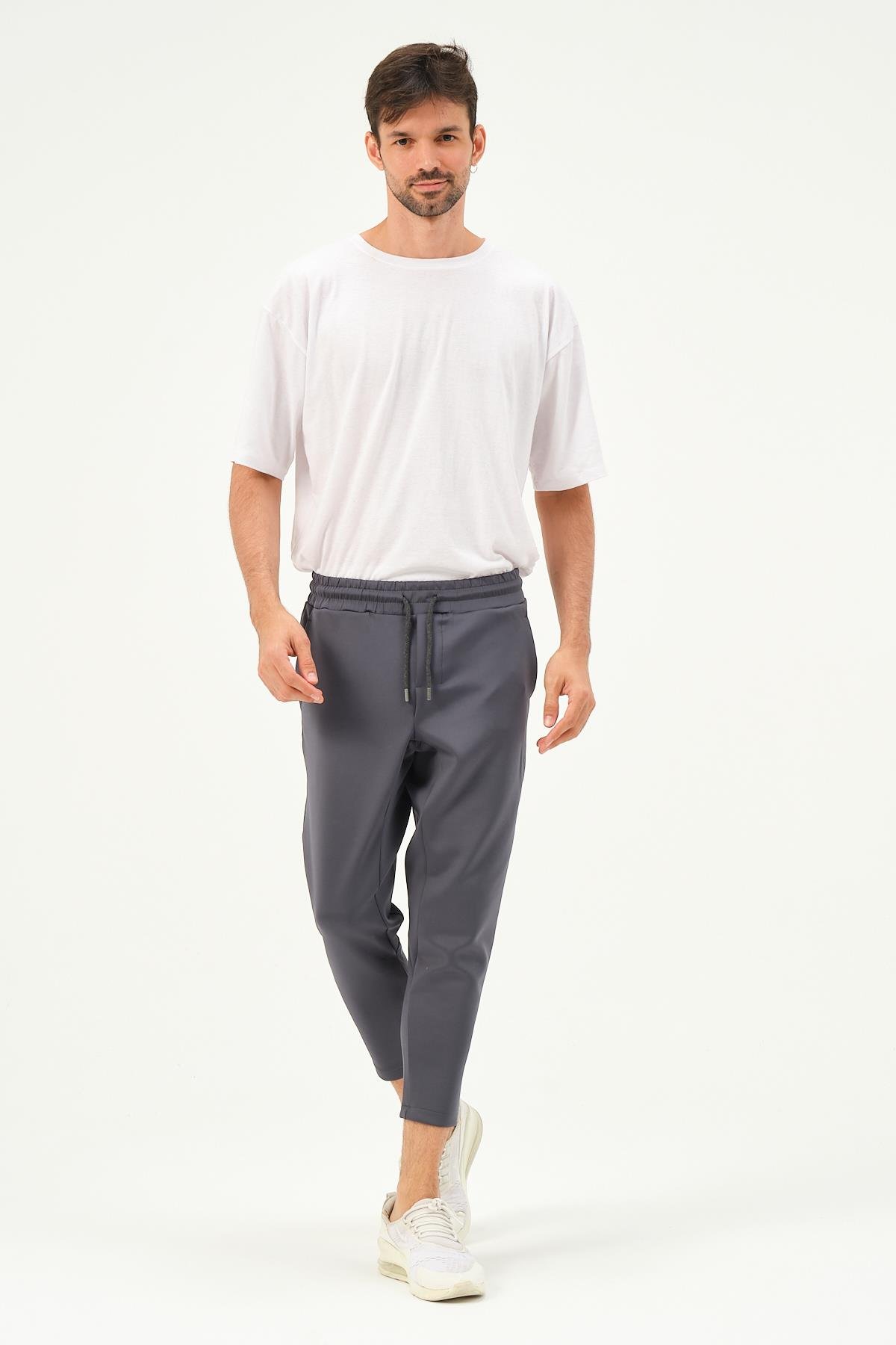 C&City Erkek Düz Paça Bel Detay Eşofman Altı 855 Füme