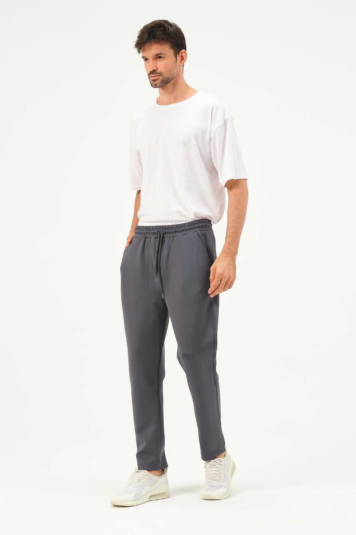 C&City Erkek Düz Paça Yandan Cepli Eşofman Altı 852 Füme