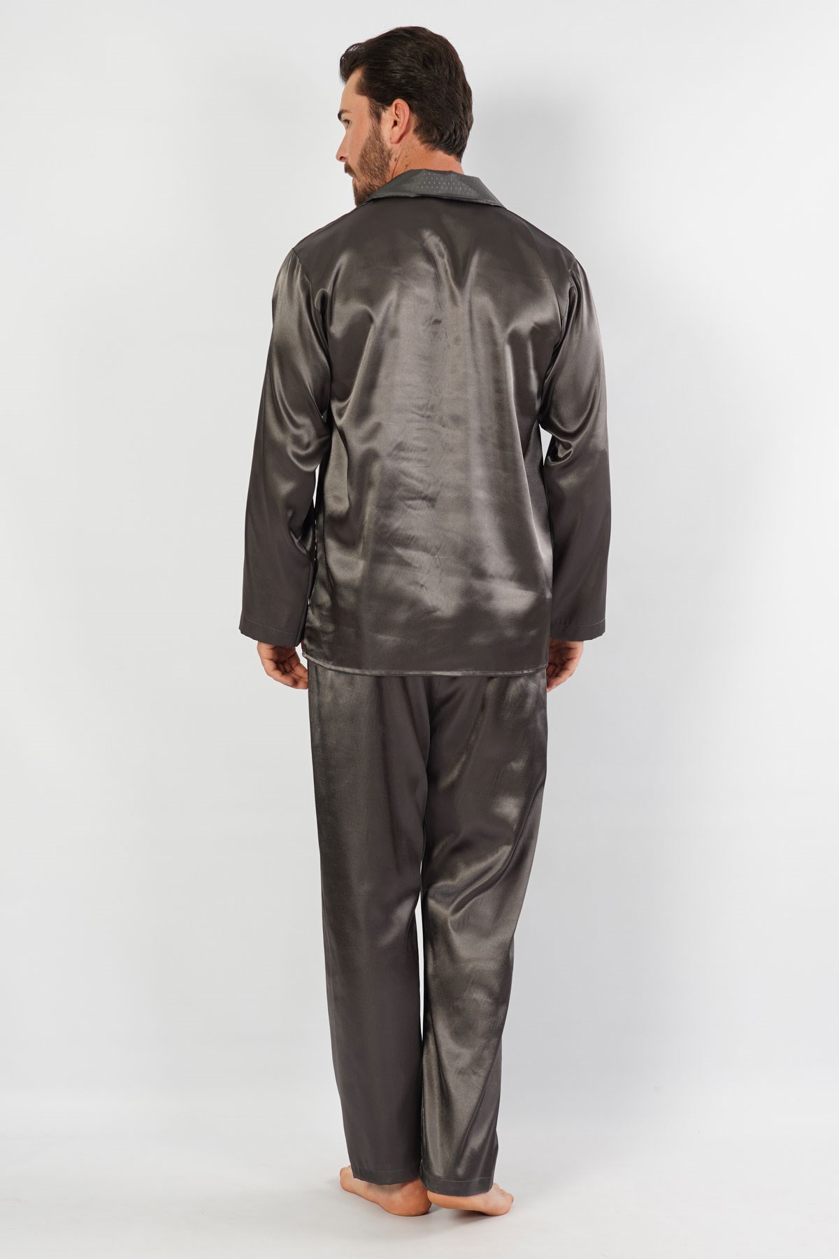 C&City Erkek Uzun Kol Pijama Takım 1053230448 Füme