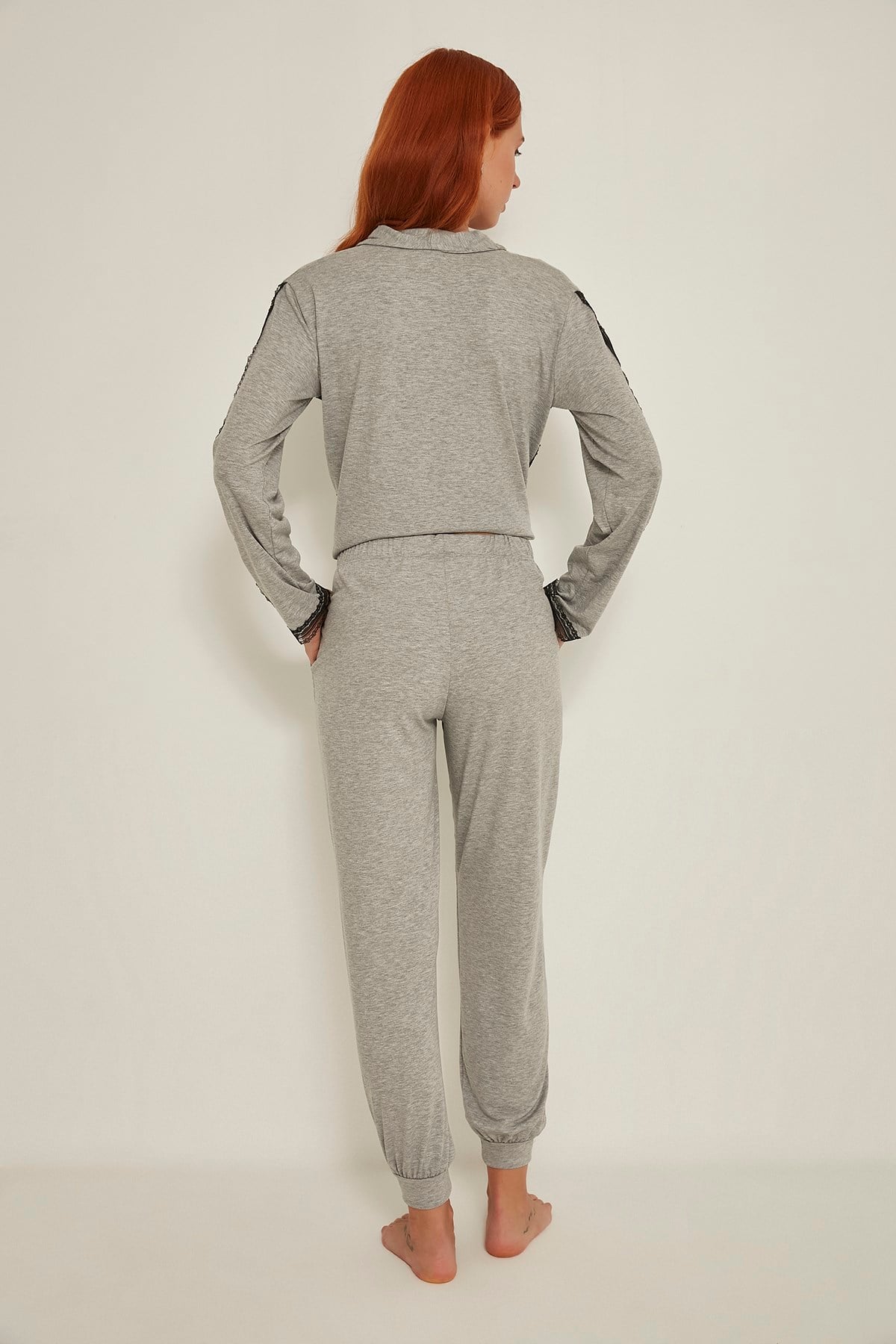 C&City Esperanza Kadın Gömlek-Pantolon Modal Pijama Takım 9032 Gri