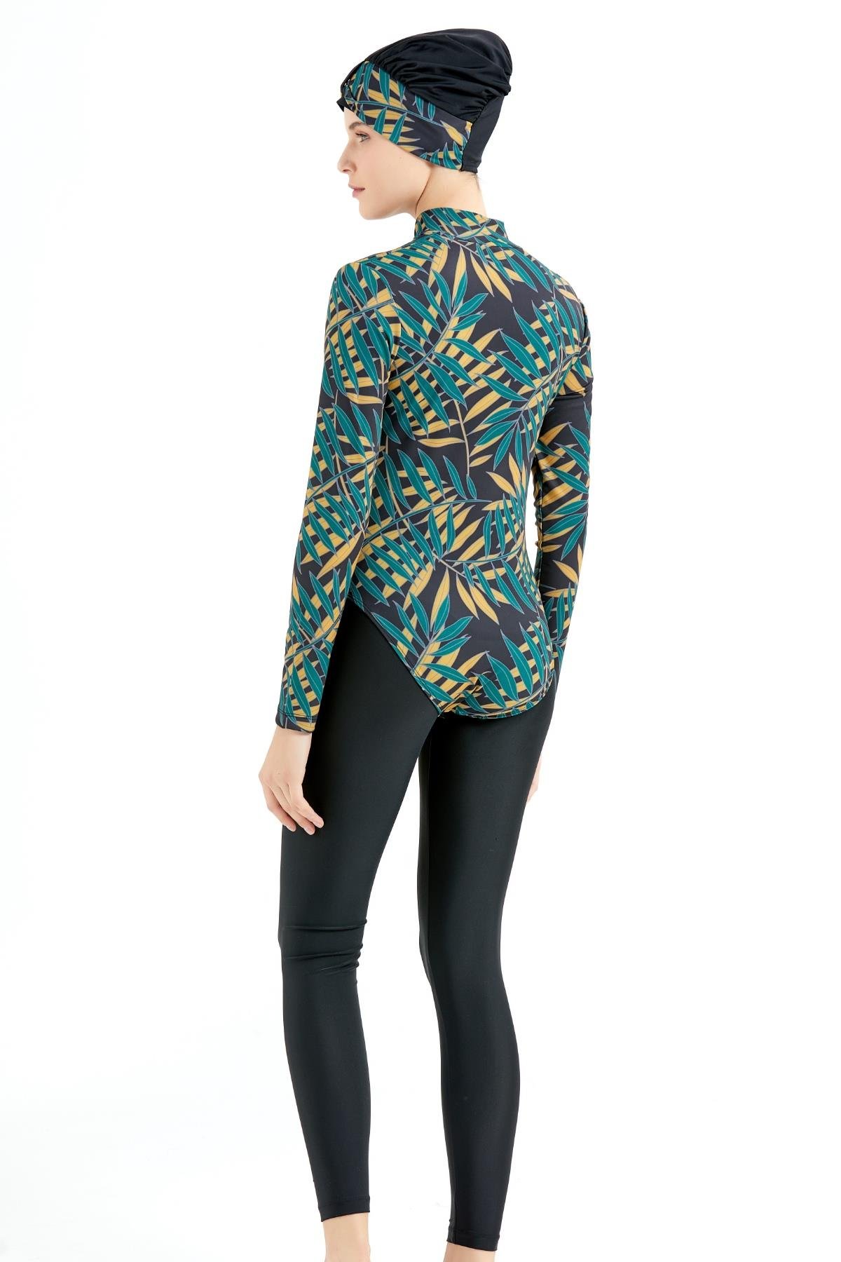 C&City Etekli Taytlı Tam Kapalı Tesettür Mayo C13059 Yeşil