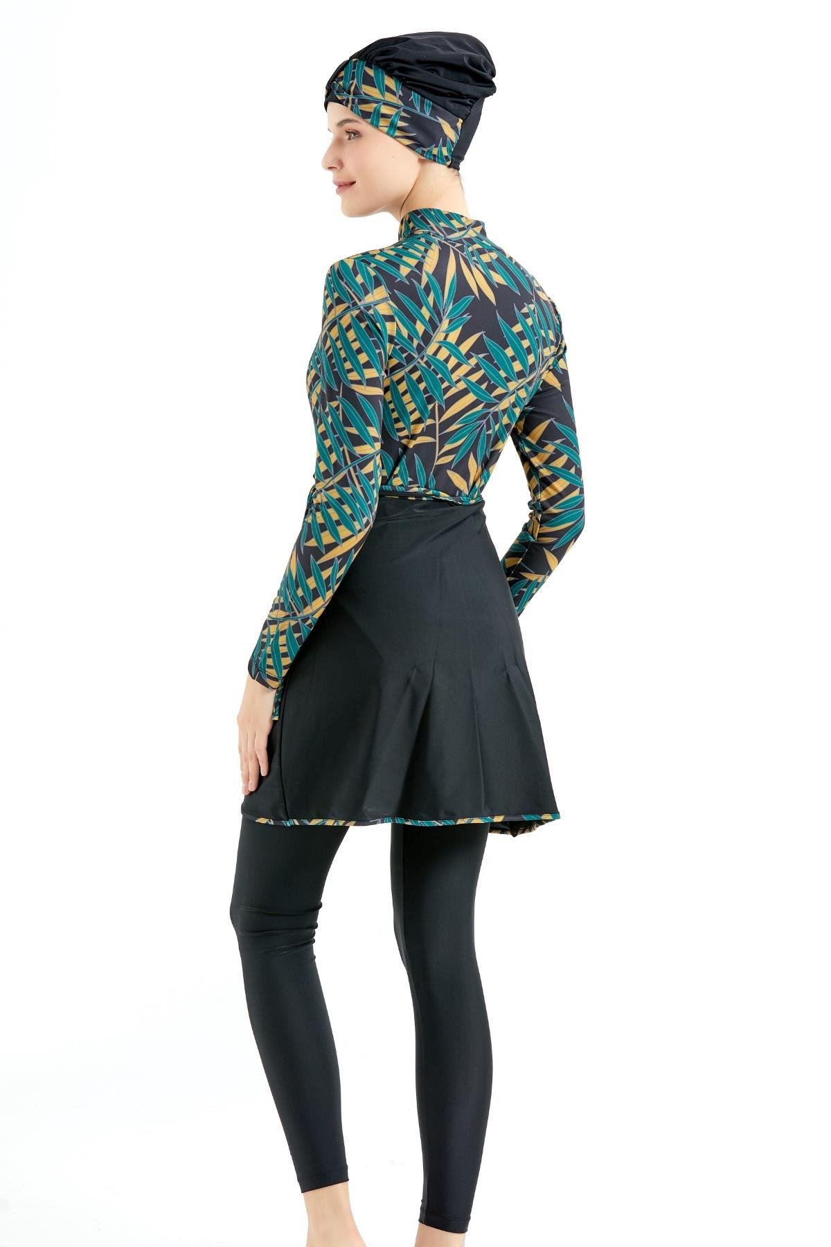 C&City Etekli Taytlı Tam Kapalı Tesettür Mayo C13059 Yeşil