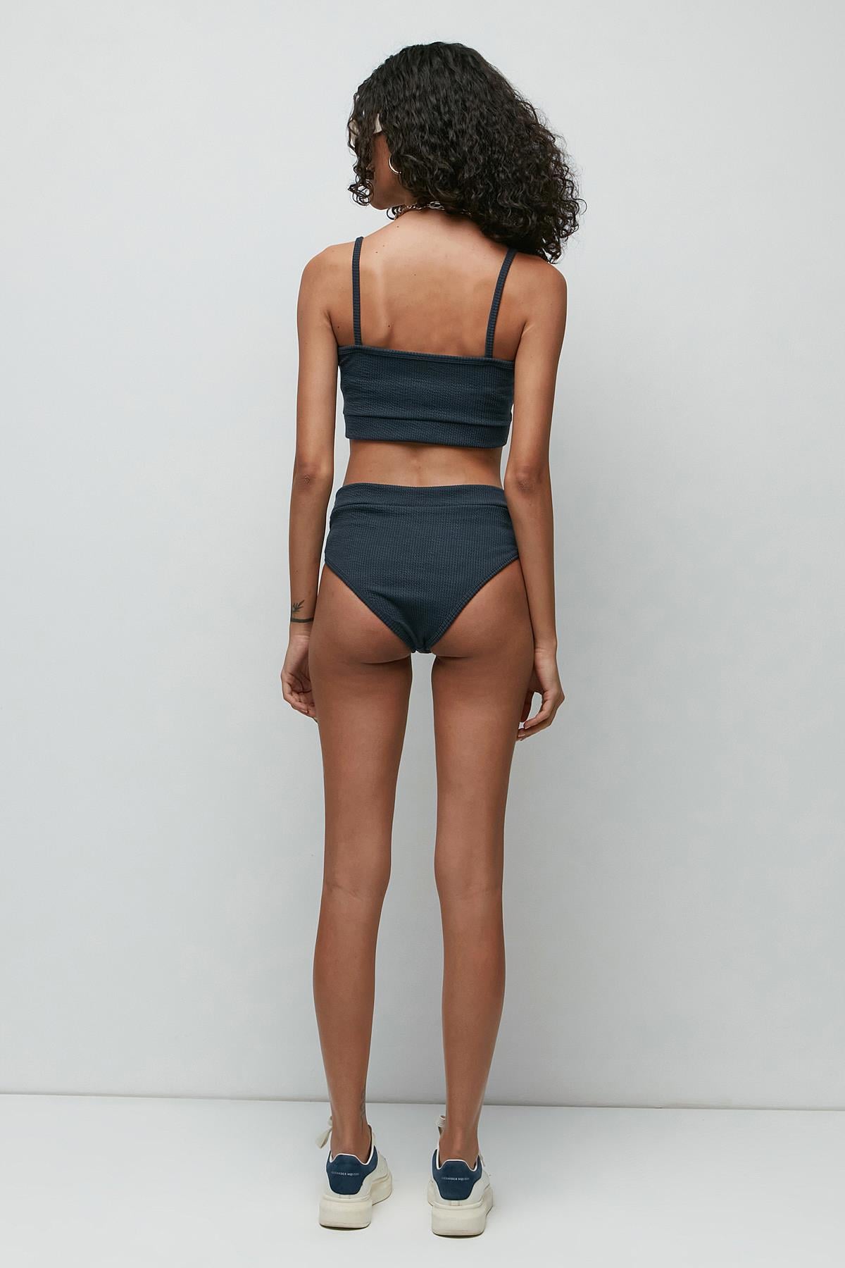 C&City Fitilli Büstiyer Külot Takım 9138 Füme