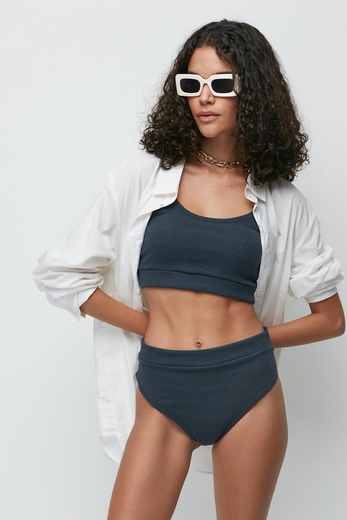 C&City Fitilli Büstiyer Külot Takım 9138 Füme