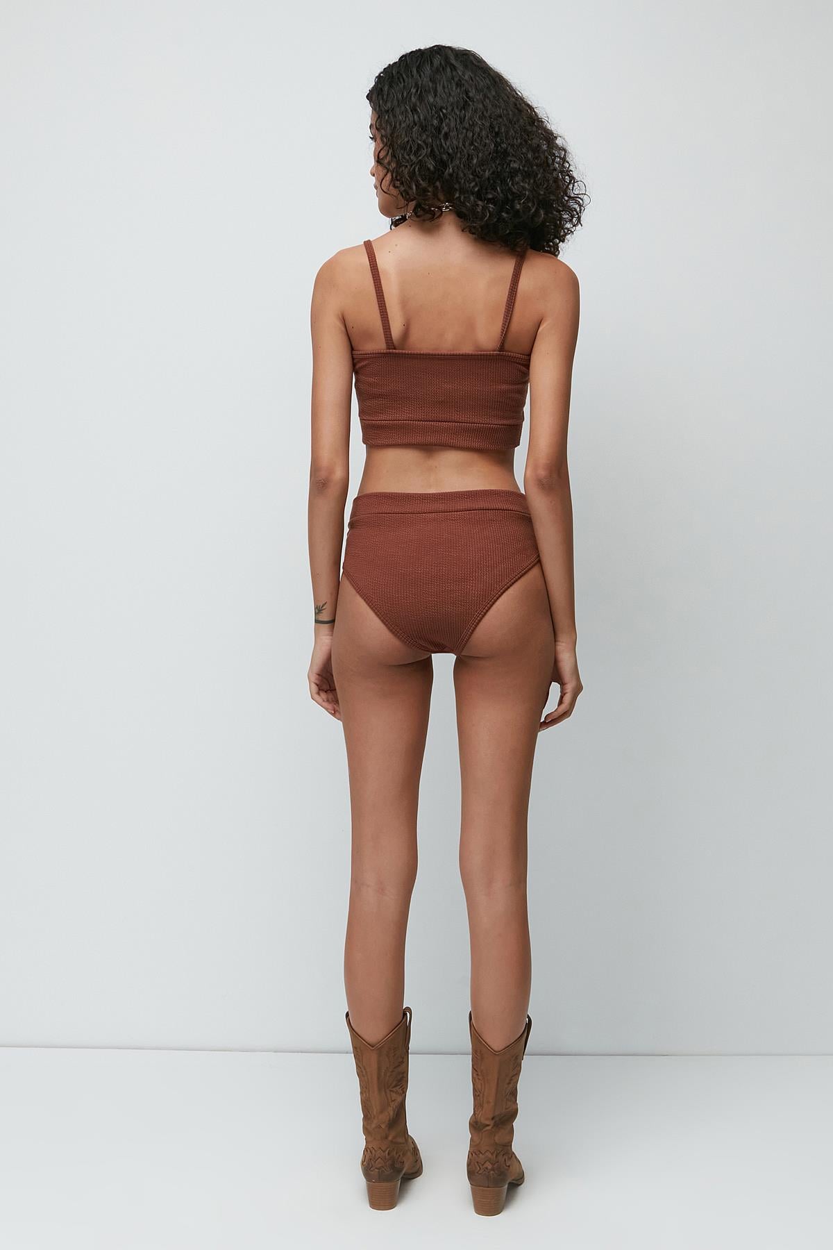 C&City Fitilli Büstiyer Külot Takım 9138 Kahve