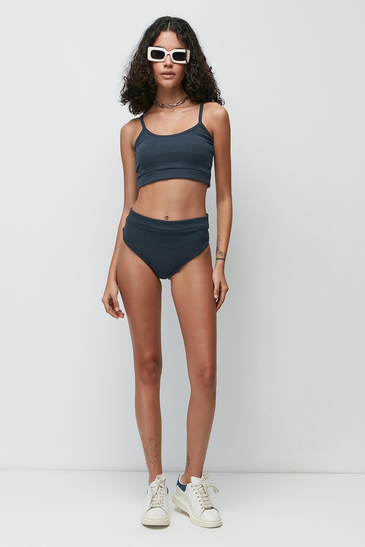 C&City Fitilli Büstiyer Külot Takım 9138 Füme