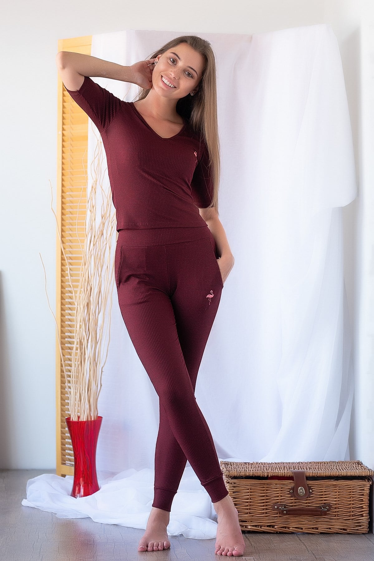 C&City Flamingo Kadın Tek Alt Bordo