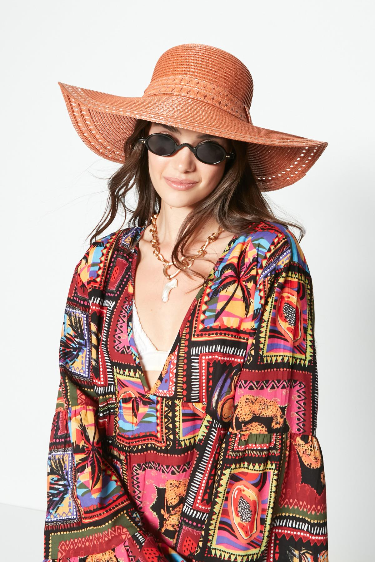 C&City Hasır Plaj Şapkası Y23730-12 Fındık