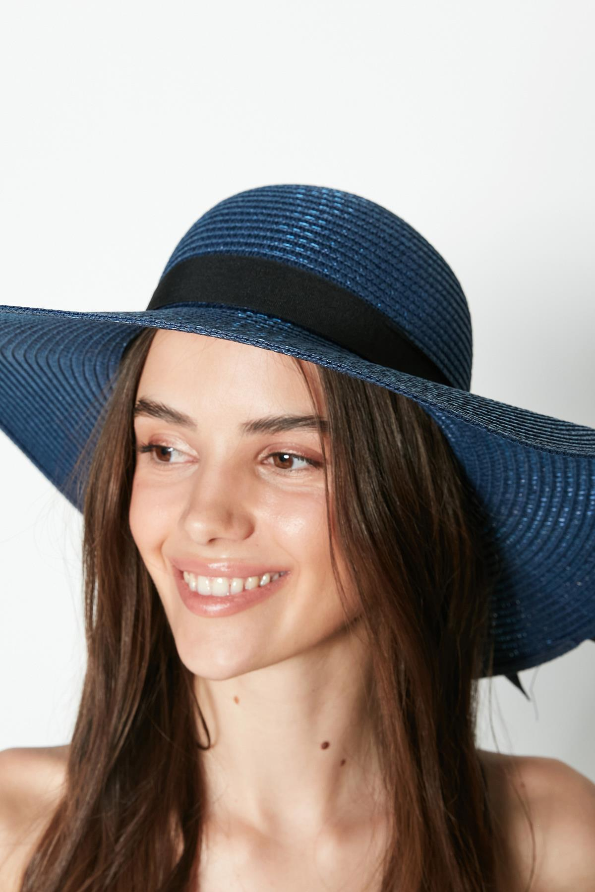 C&City Hasır Plaj Şapkası Y23730-26 Lacivert