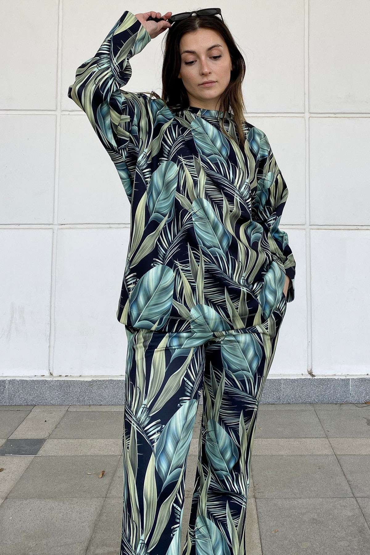 C&City İspanyol Paça Pantolon Eşofman Altı 842 Siyah/Mint