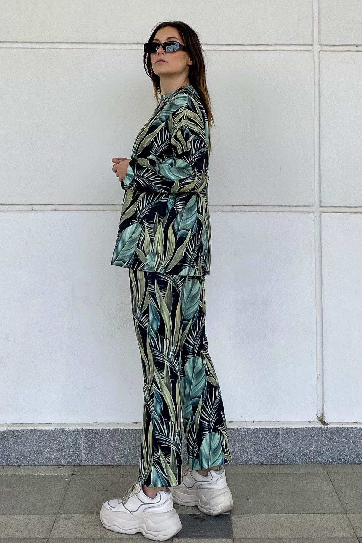 C&City İspanyol Paça Pantolon Eşofman Altı 842 Siyah/Mint