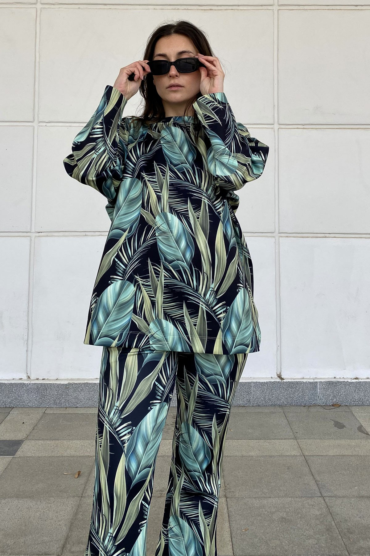 C&City İspanyol Paça Pantolon Eşofman Altı 842 Siyah/Mint