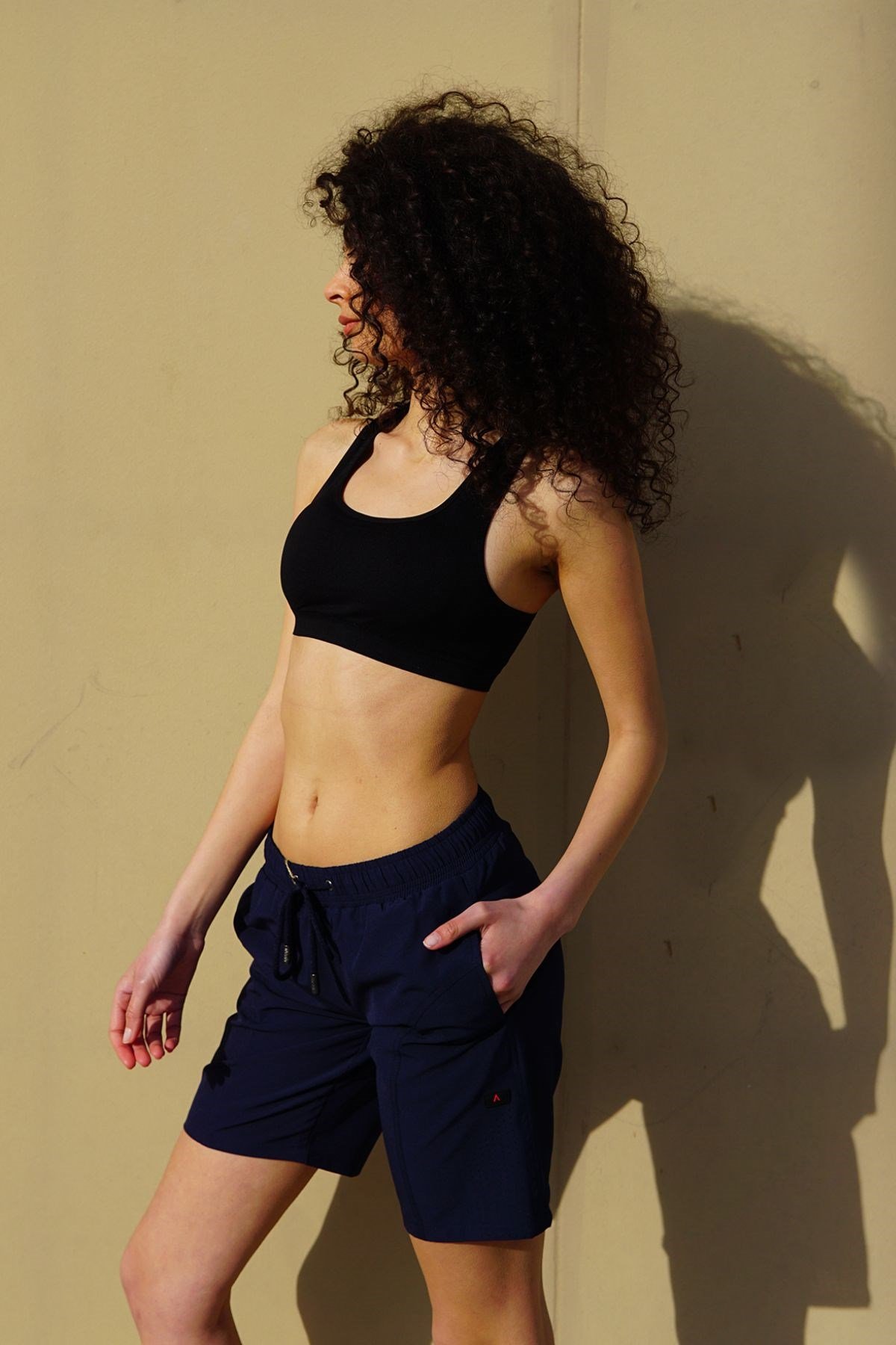 C&City Kadın Büyük Beden Likralı Deniz Şort C1850 lacivert